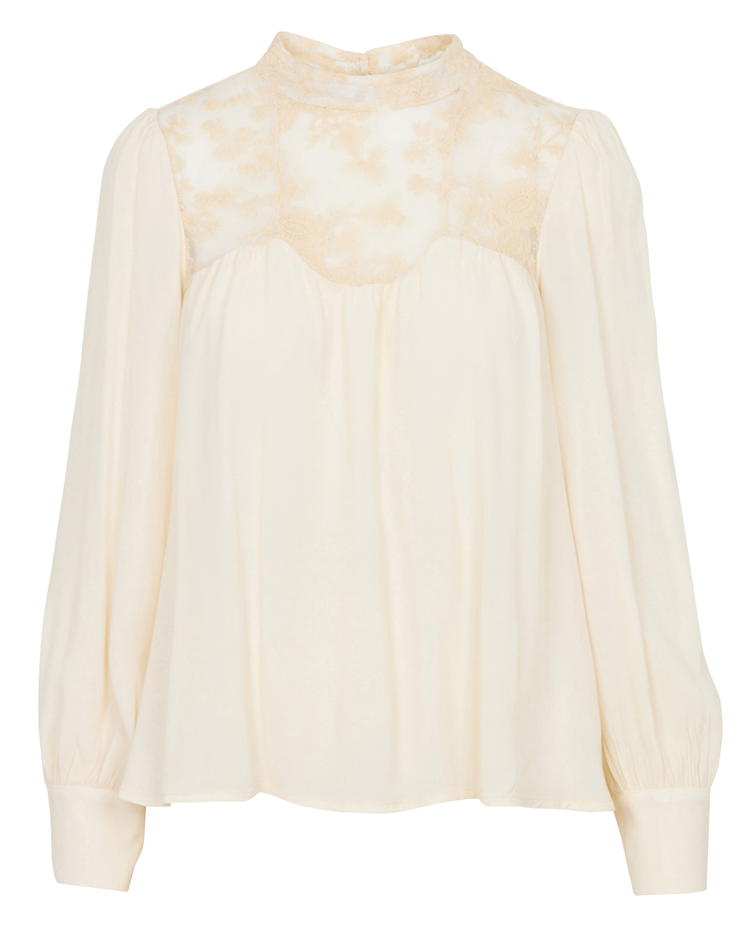 Lange mouwen kanten blouse LA FEE MARABOUTEE Wit