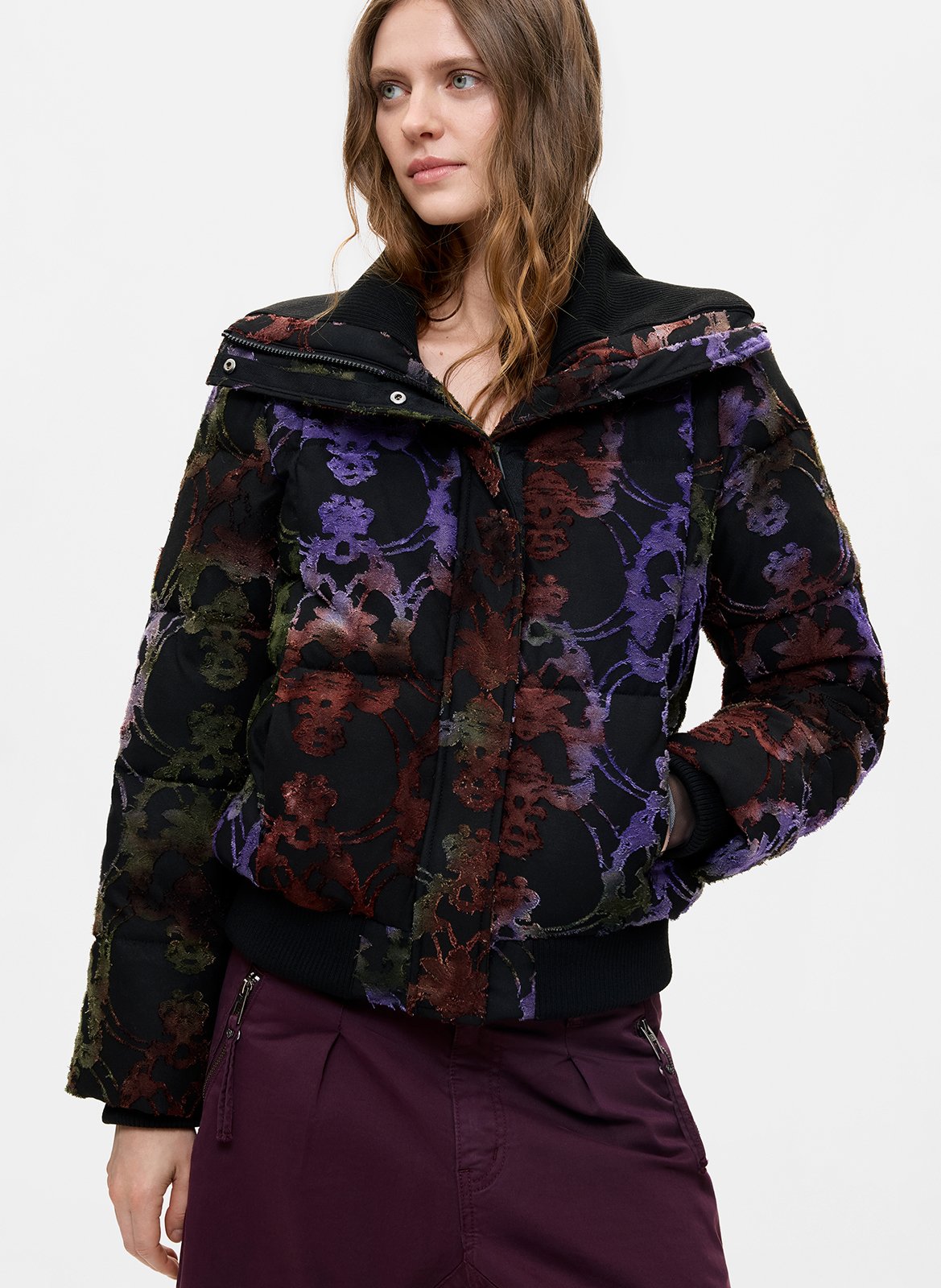 Puffer Jacket with Truck Driver Collar DESIGUAL Black