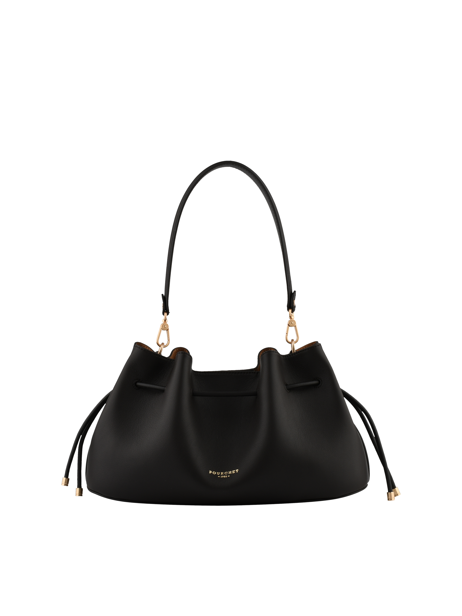 Sac porté épaule en cuir de vachette POURCHET Marron