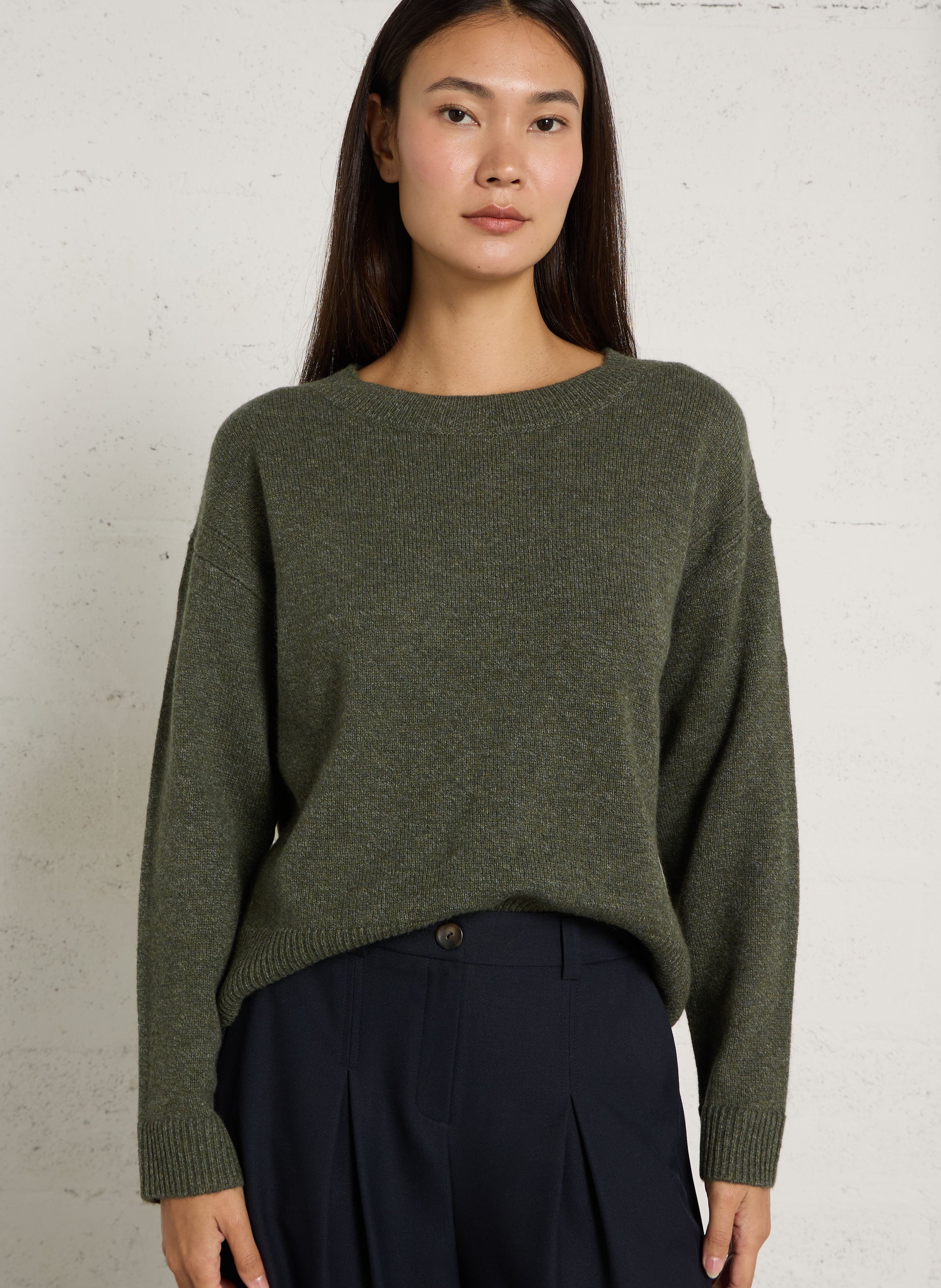 Gerader Pullover mit Rundhalsausschnitt aus Wolle MAISON 123