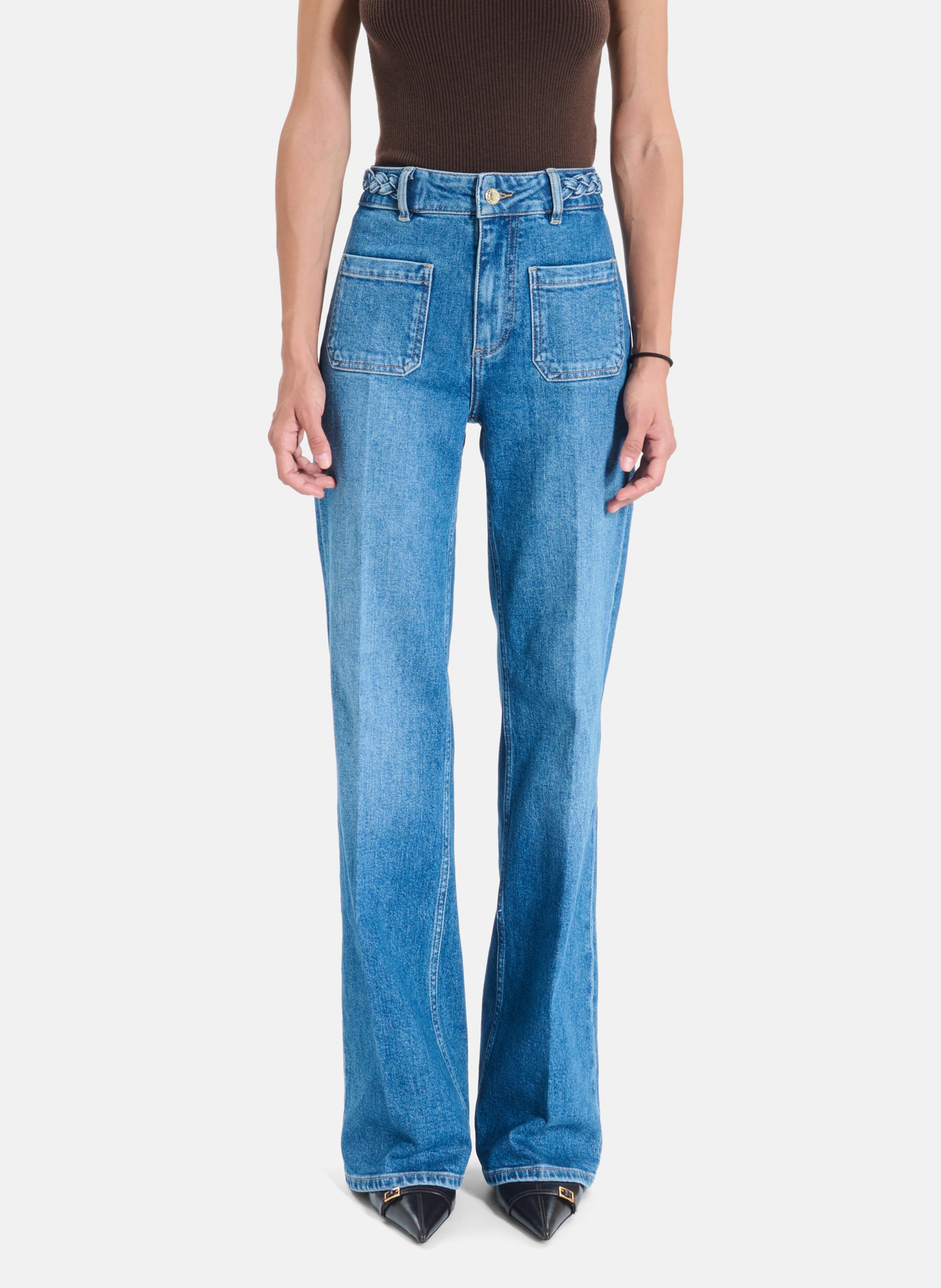Hoge taille recht model jeans uni ZAPA Blauw