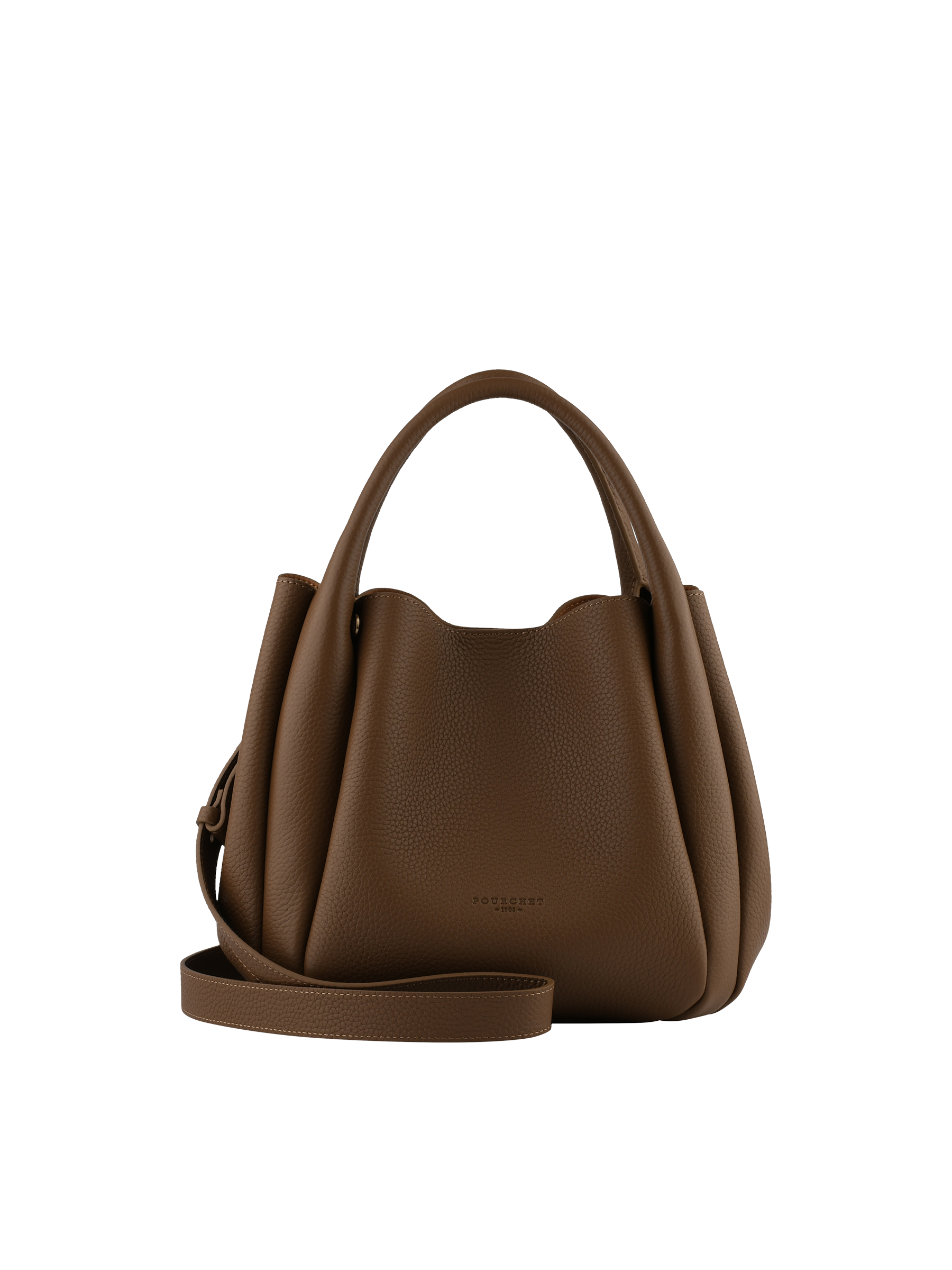 Calfskin leather handbag POURCHET Beige