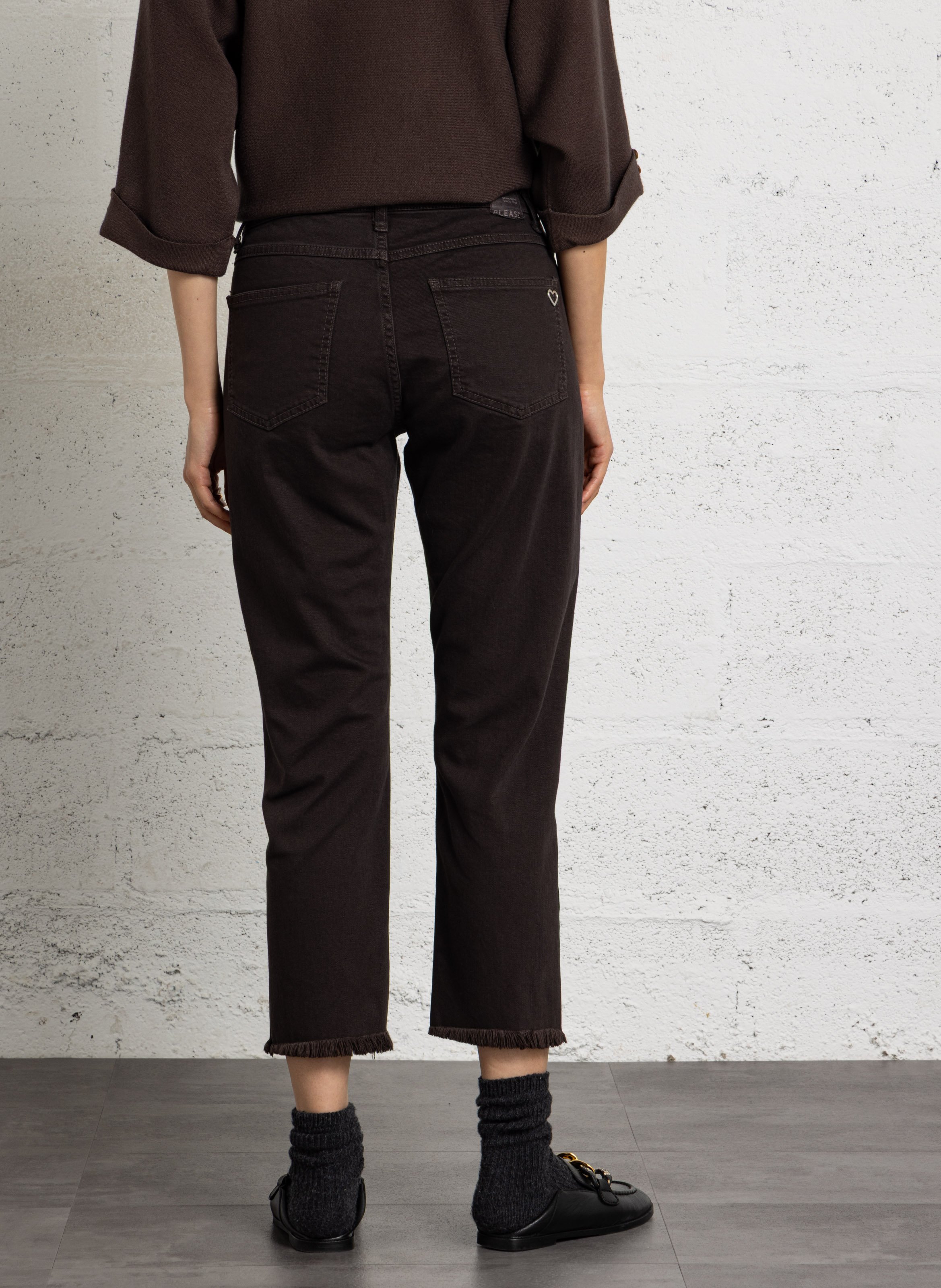 Cotton-blend girlfriend jeans PLEASE Brown