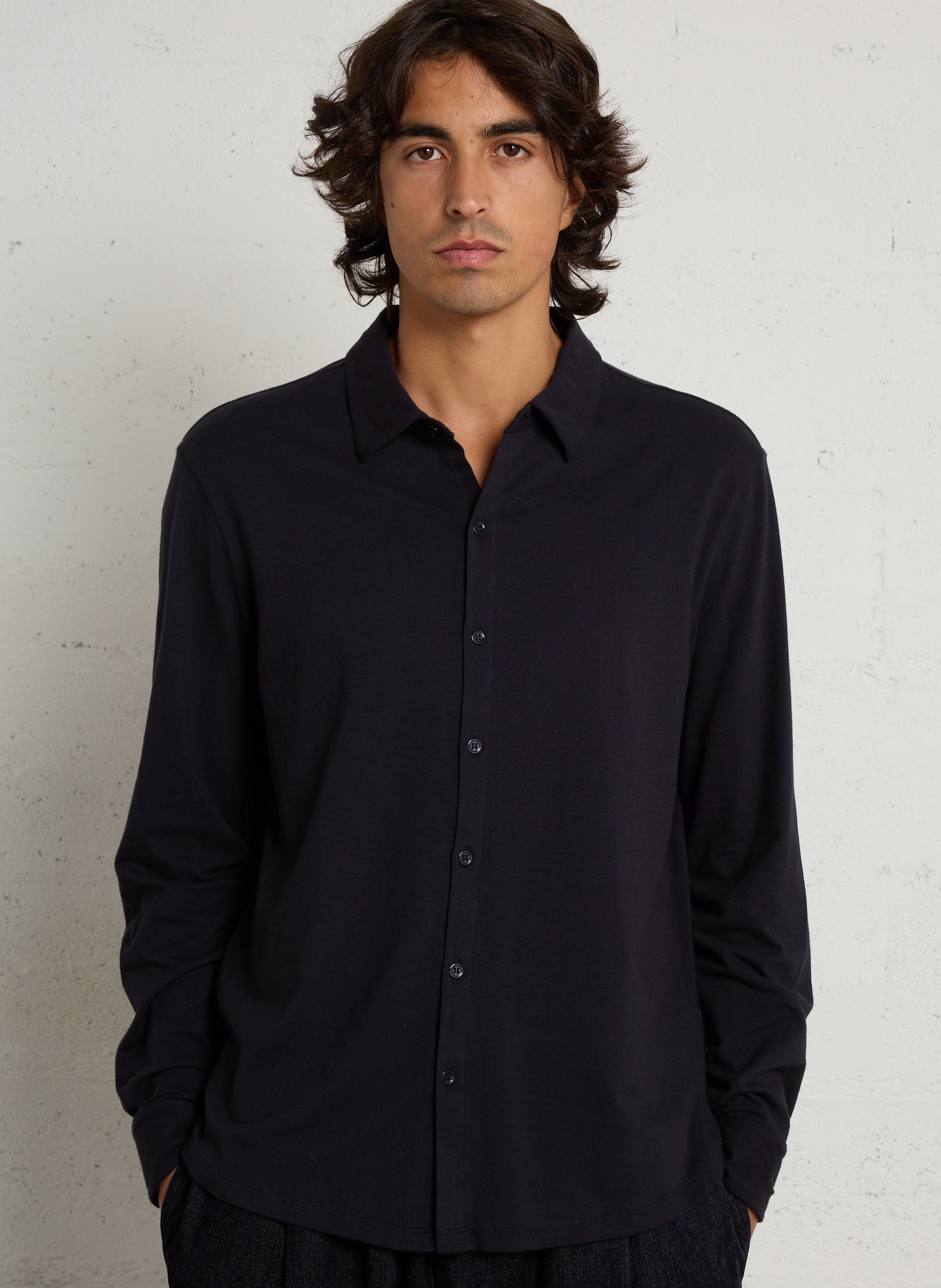 Soft plain straight shirt MAJESTIC FILATURES