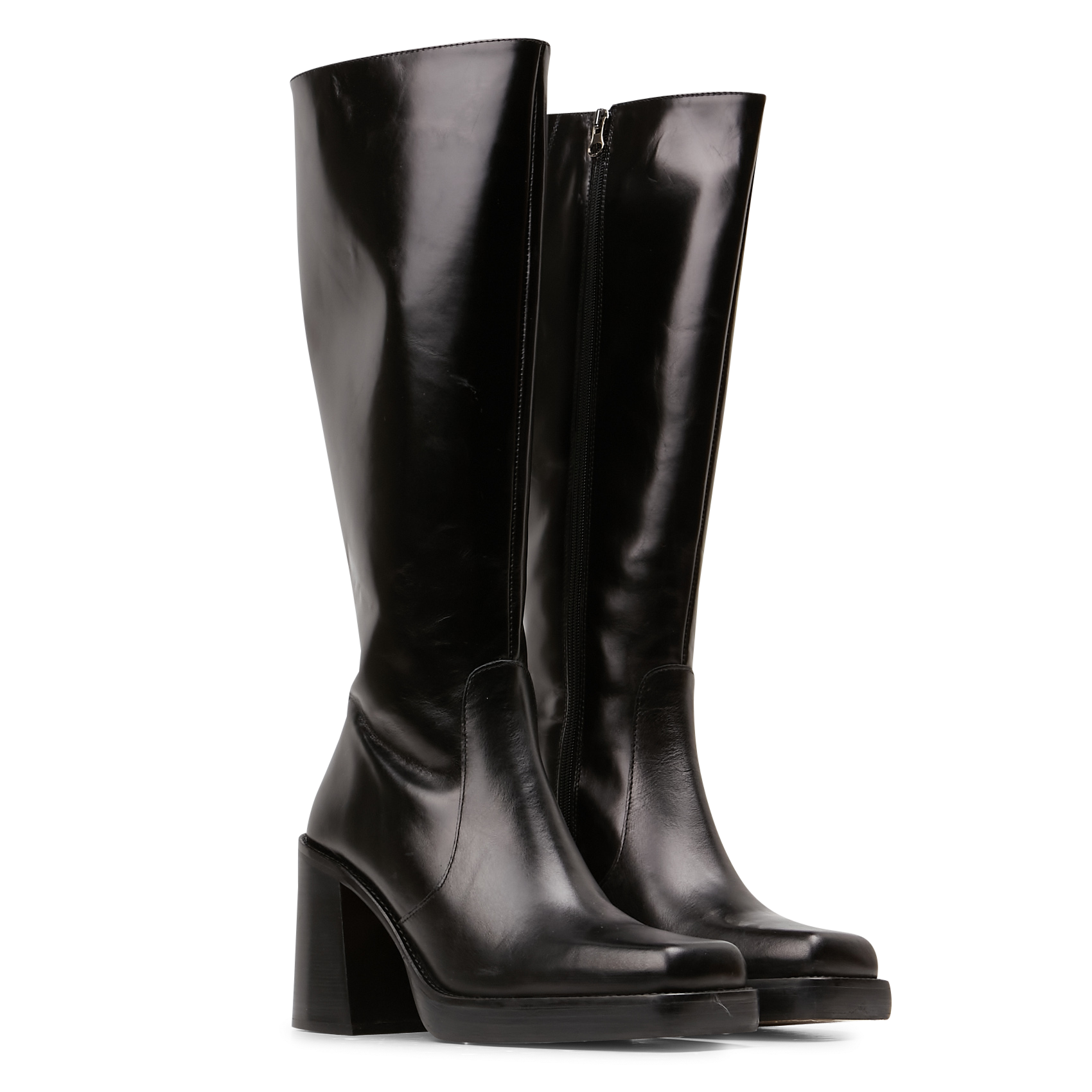 Hoge, Leren Laarzen Noir Jonak - Dames | Place des Tendances