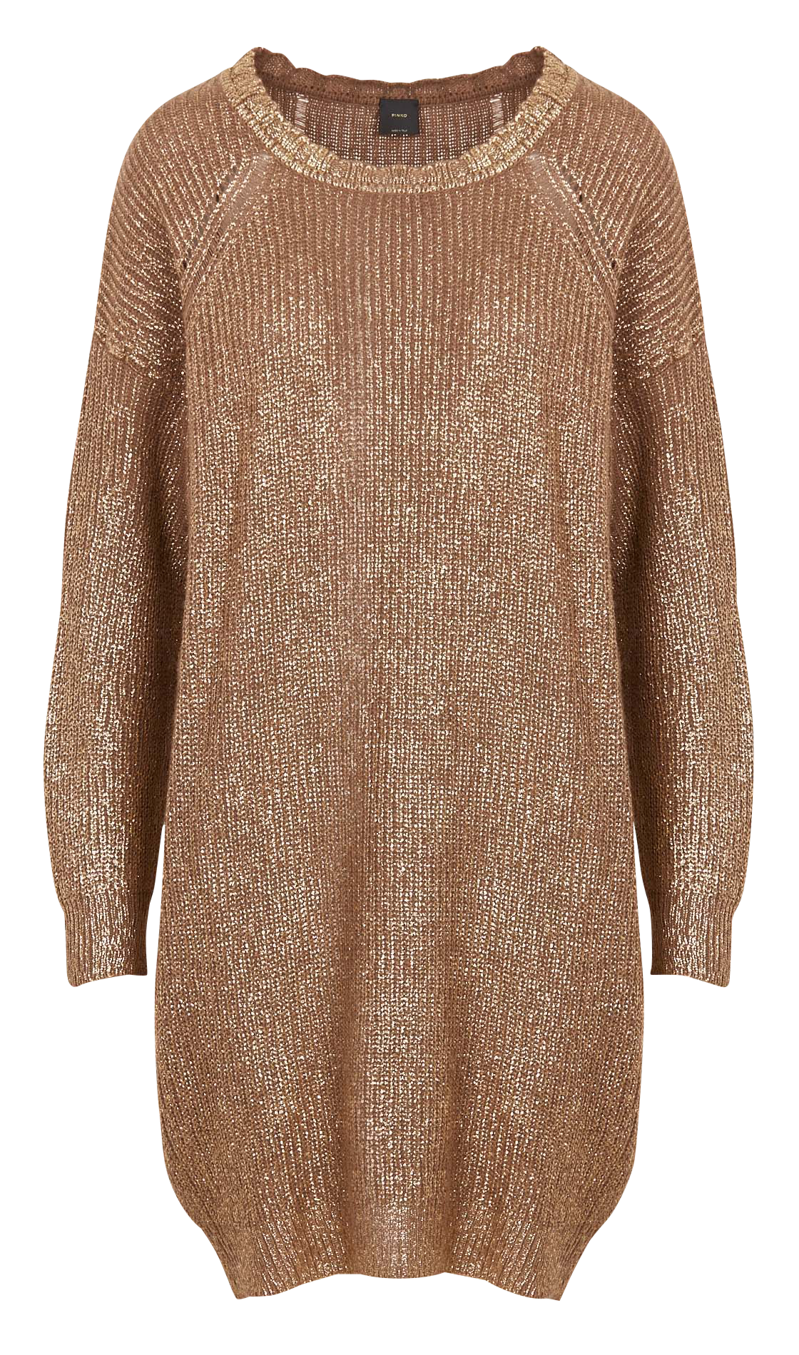 Short round-neck knit dress PINKO Brown