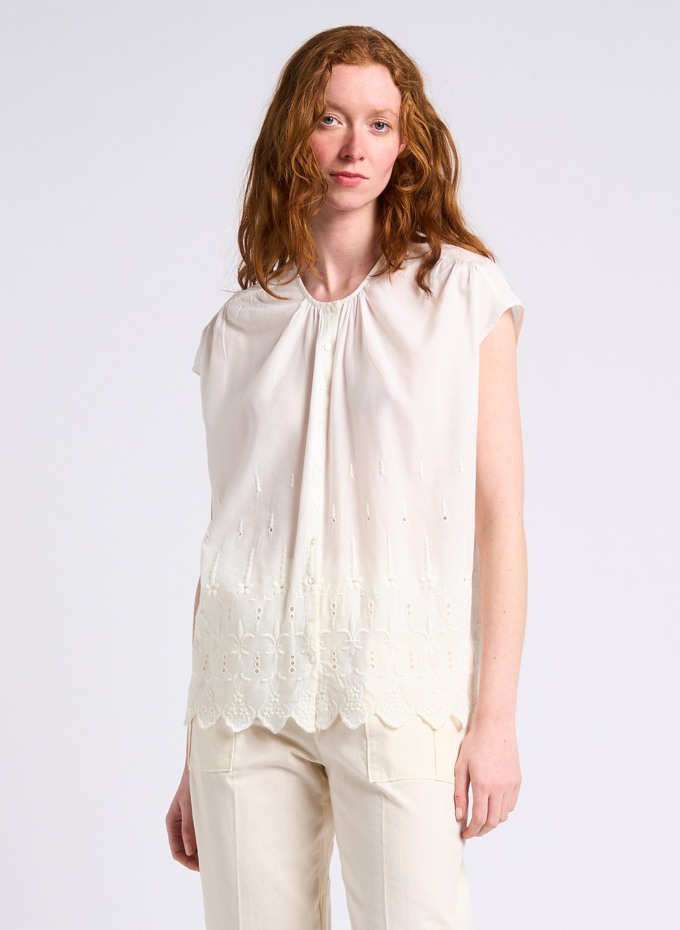 Loose-fit round-neck cotton shirt SWILDENS