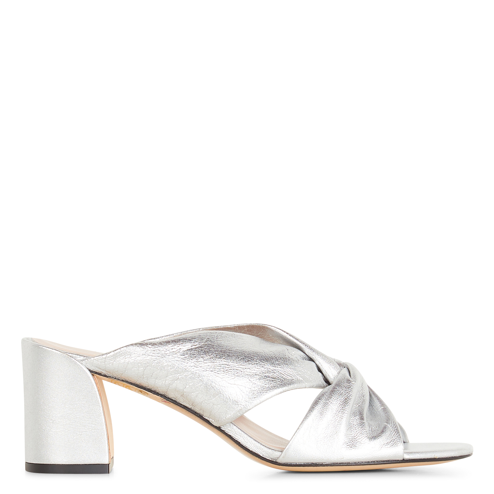 Heeled leather mules MI/MAI Silver