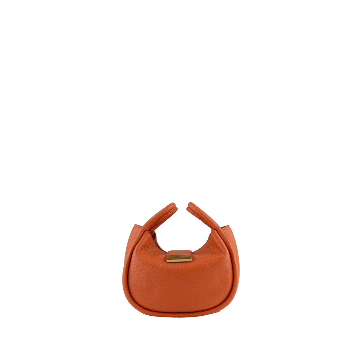 Leather clutch bag POURCHET Orange