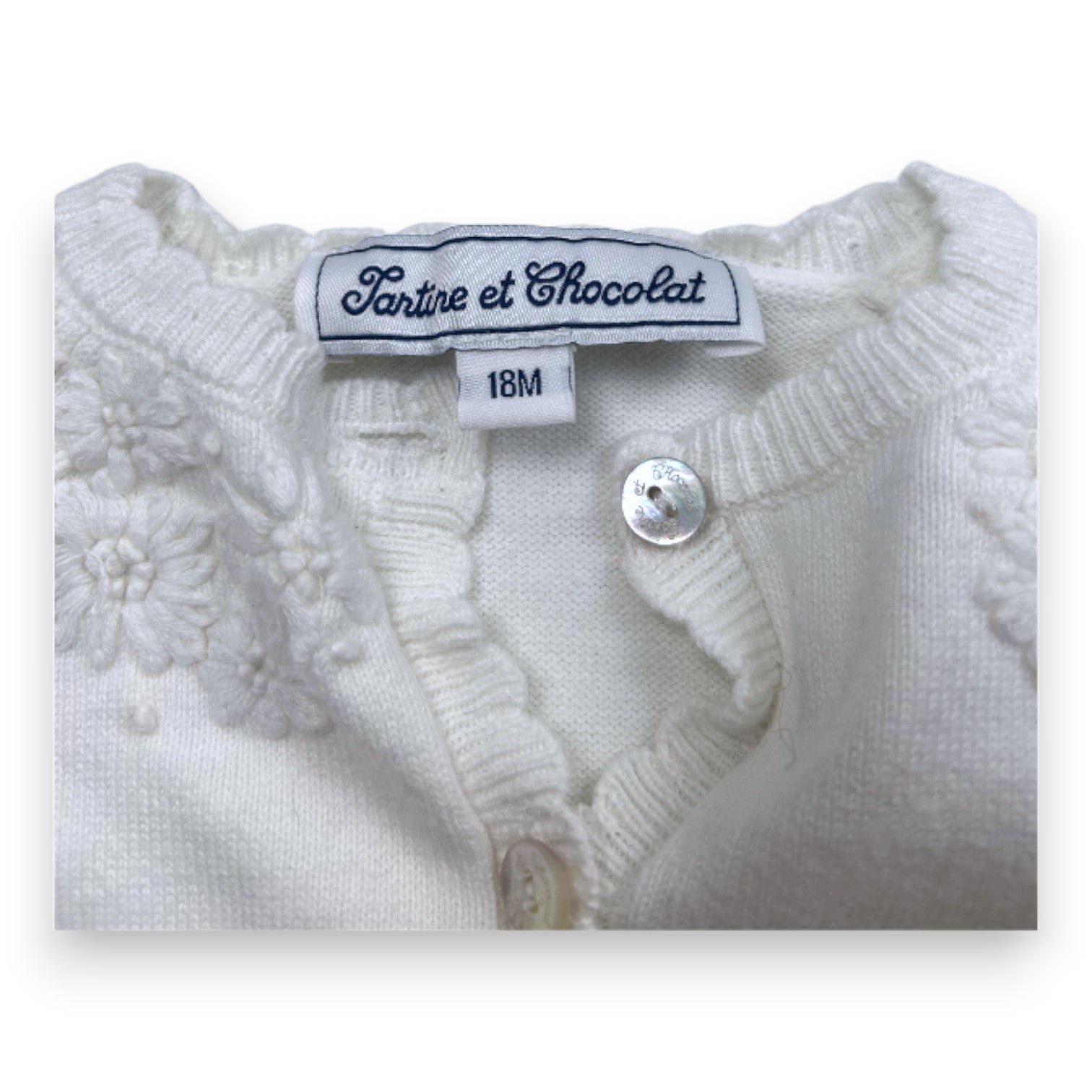 White Baby Cardigan - 18 months TARTINE ET CHOCOLAT - seconde-main White