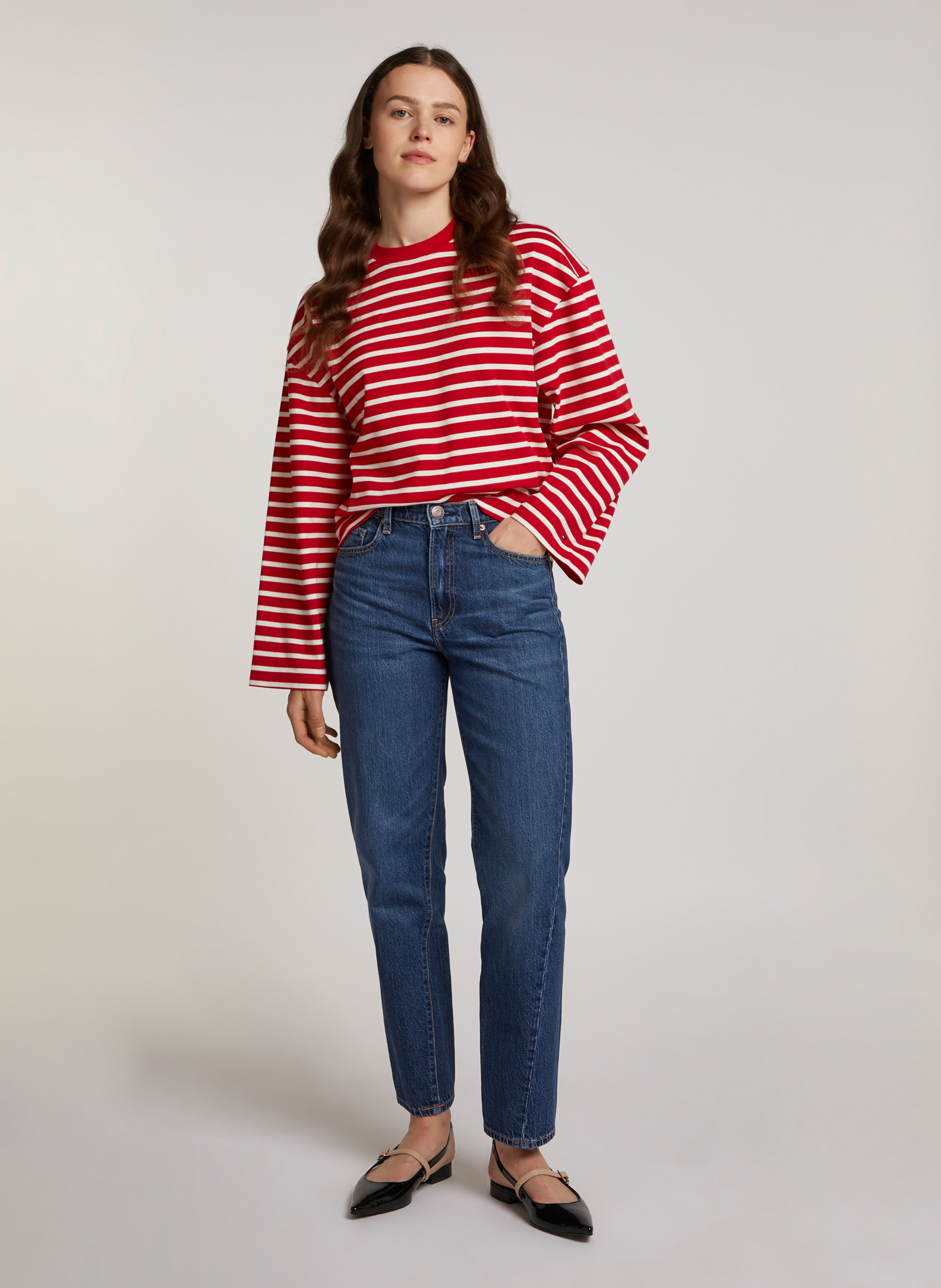 Jean droit en coton mélangé TOMMY HILFIGER Bleu