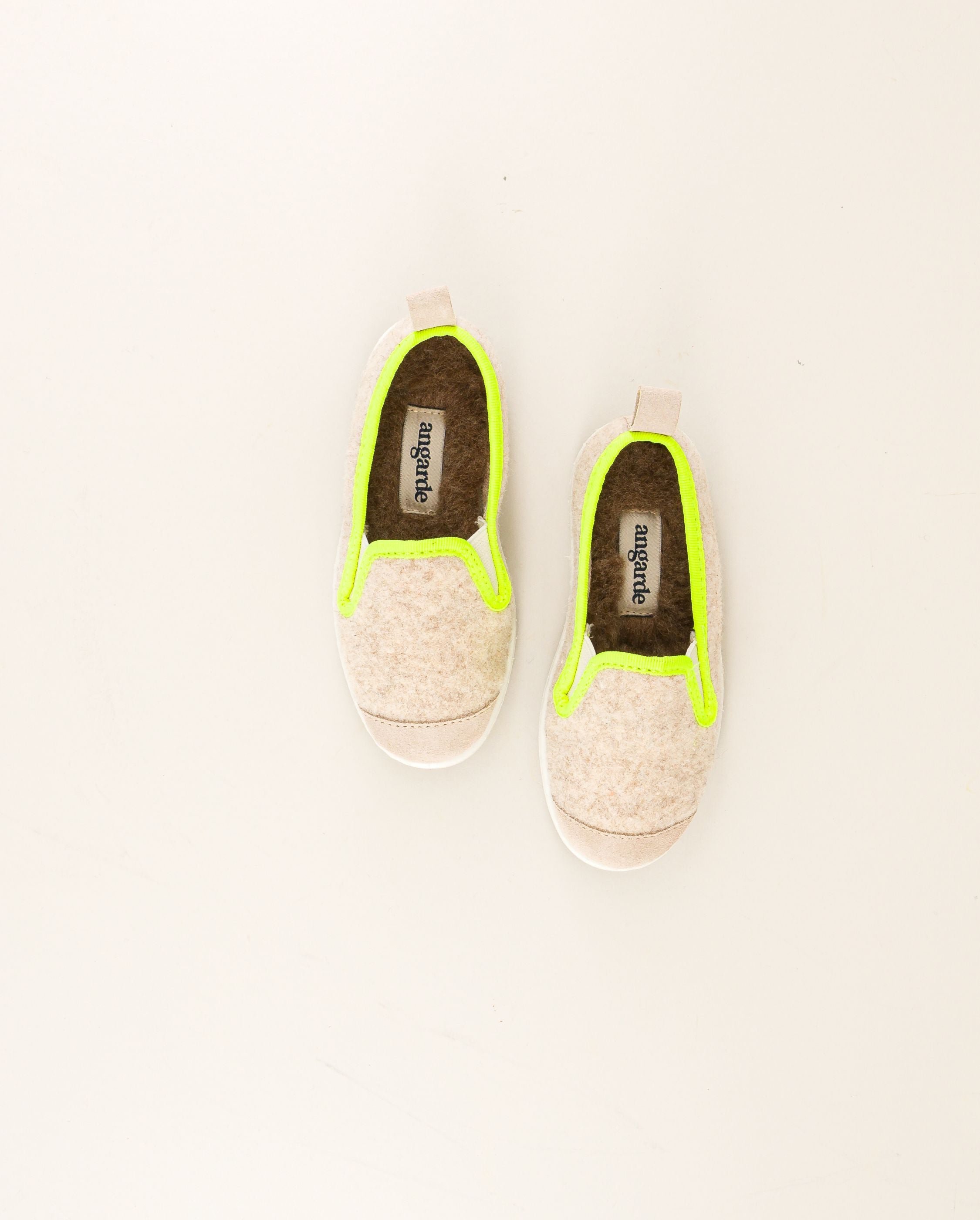 Child wool slipper, beige and neon yellow ANGARDE Beige