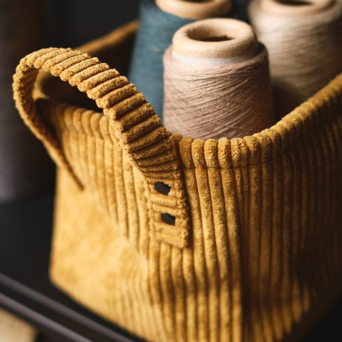 Panier de rangement rectangle en velours FACTORY Marron