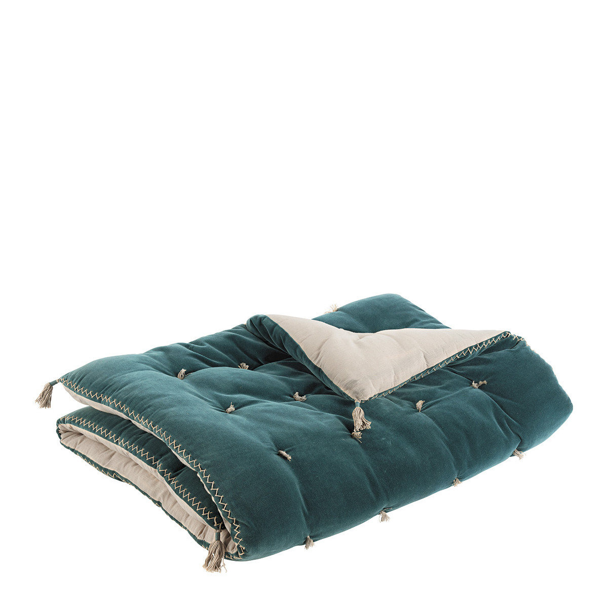 Matteo cotton and linen velvet futon - 180 x 80 cm - petrol BLANC D'IVOIRE Grey