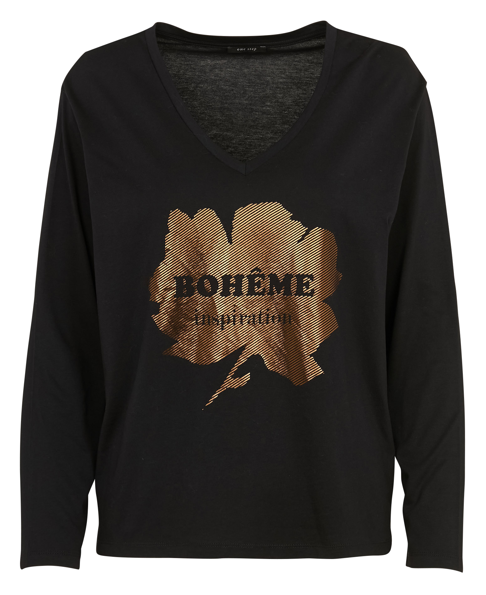 Gedrukt T-shirt met netstof ONE STEP Zwart