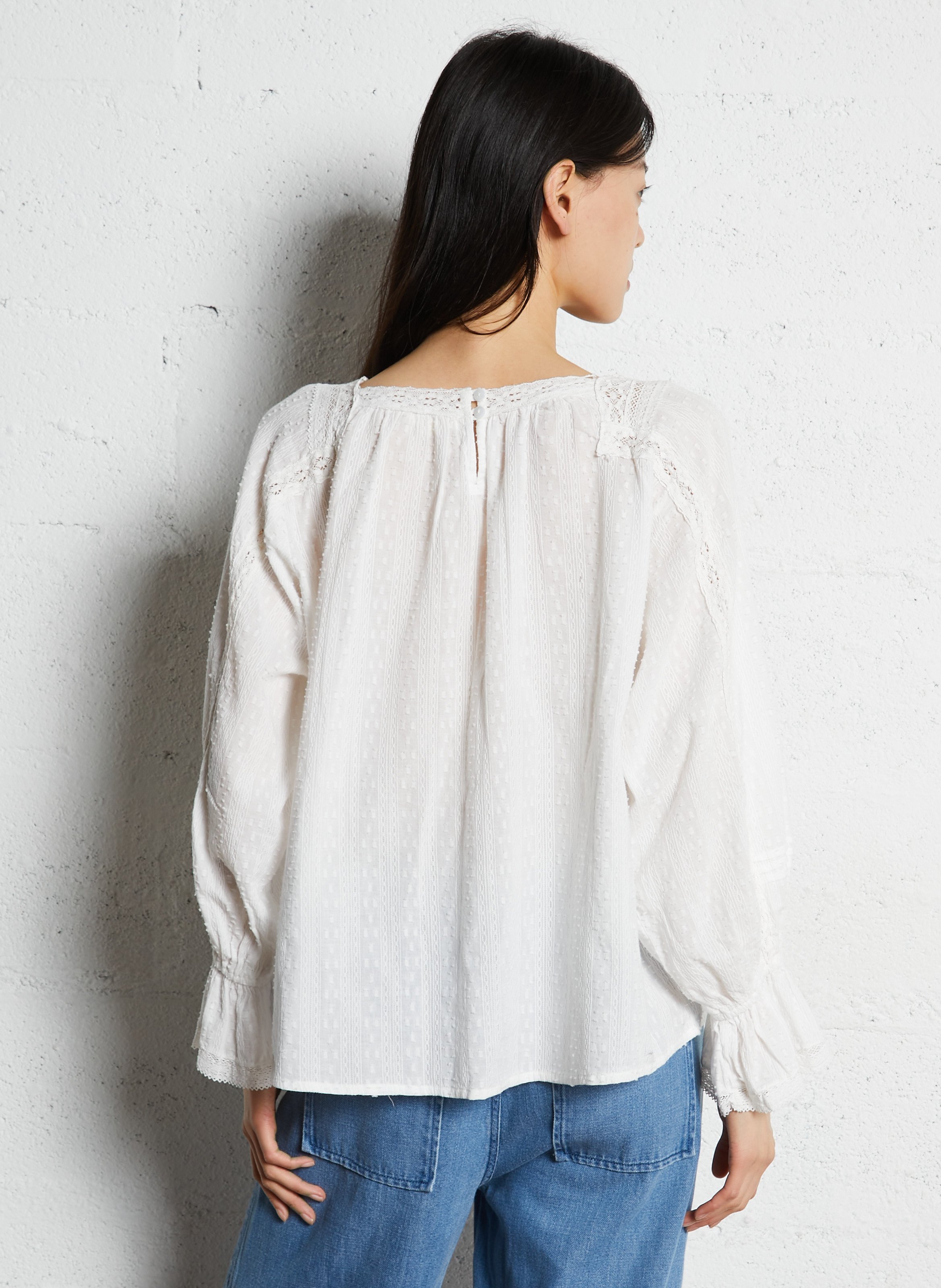 Square neck cotton blouse LOUISE MISHA White