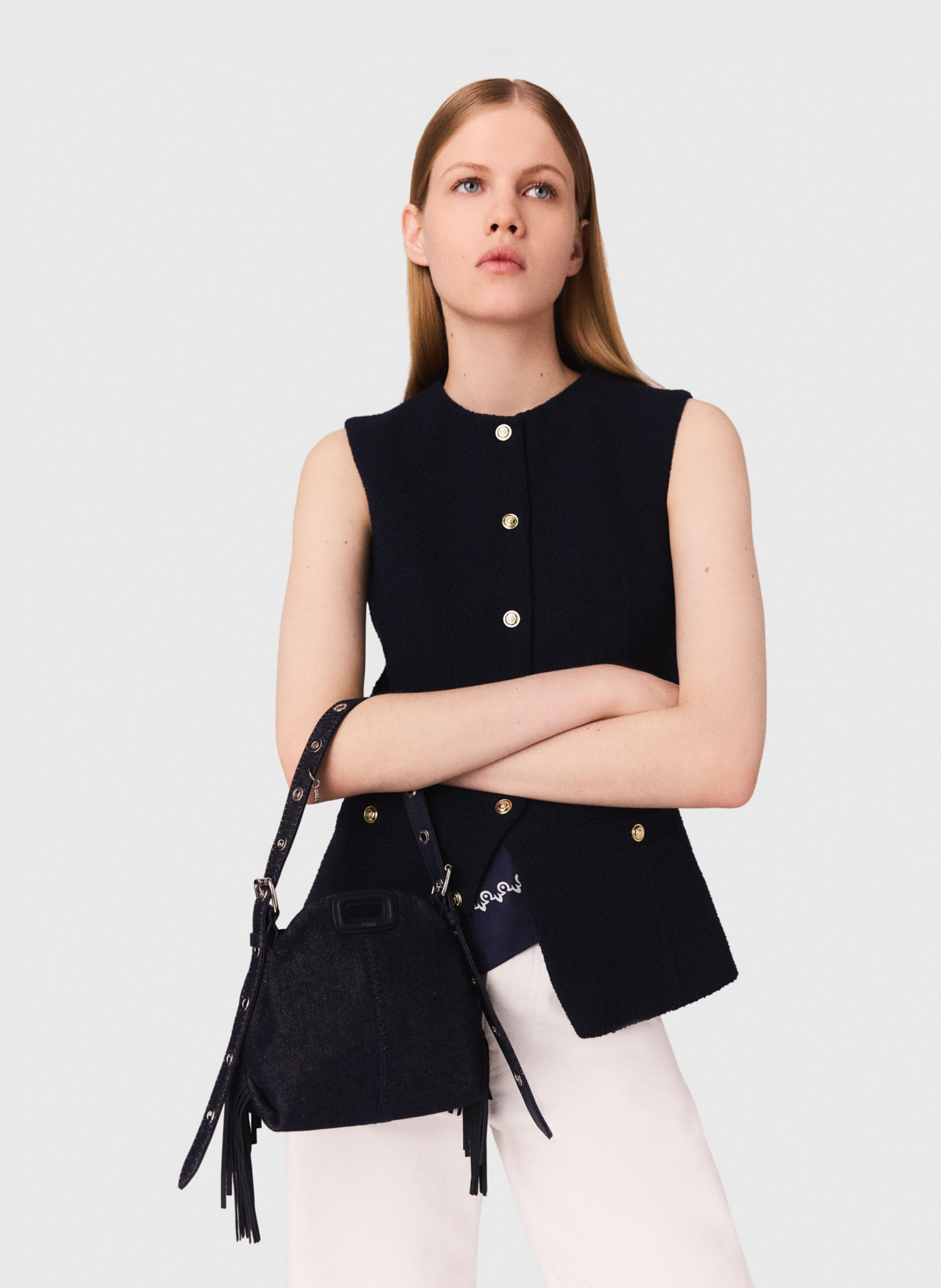 Round-neck cotton-blend cardigan MAJE Blue