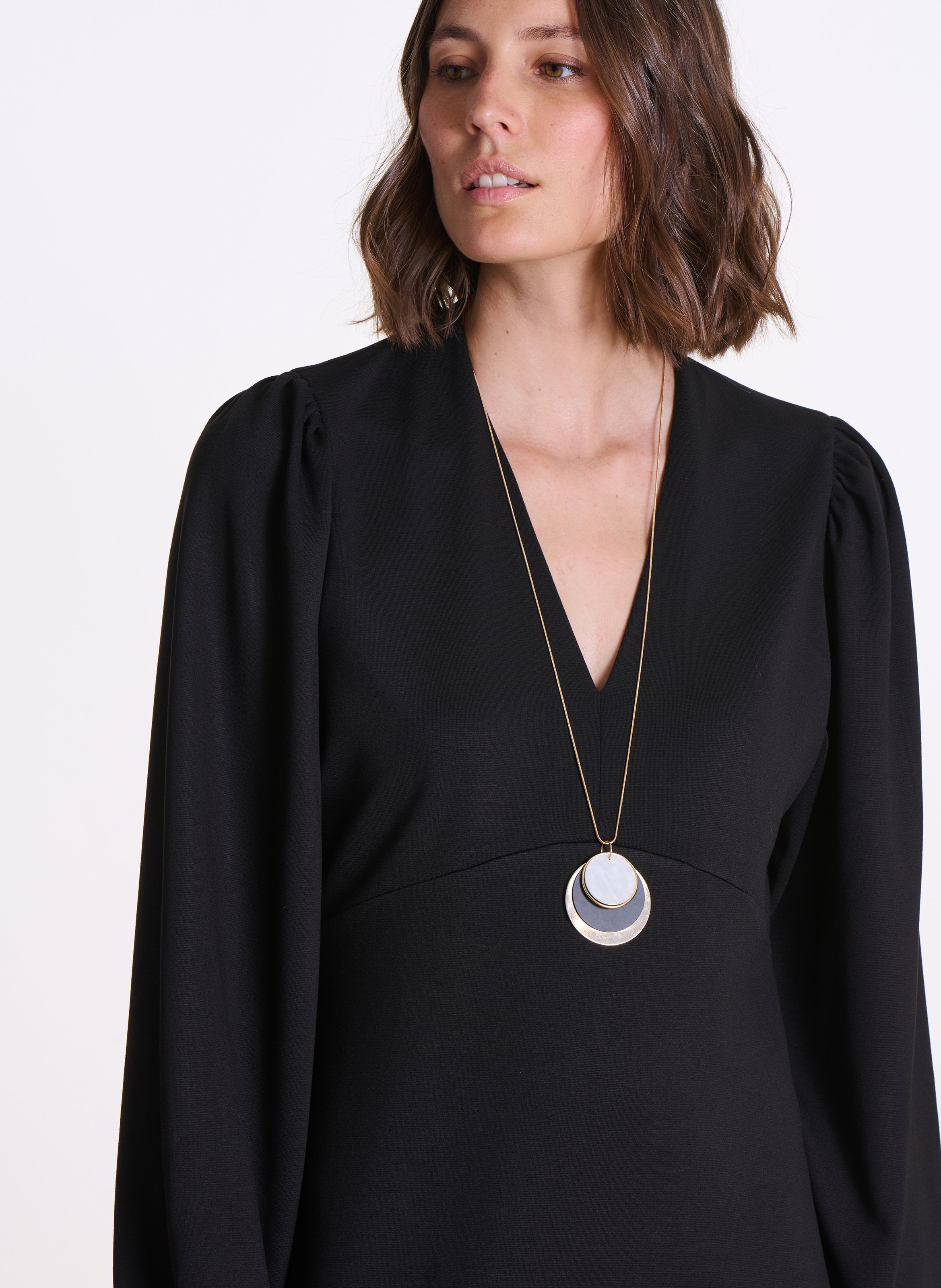 Korte jurk met V-hals LA FEE MARABOUTEE Black