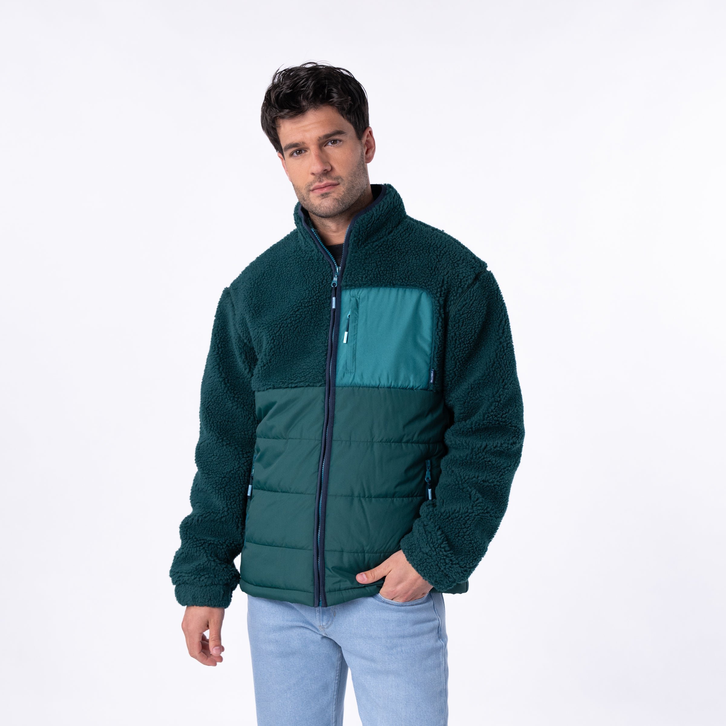 Sherpa bi-material jacket BILLYBELT Green