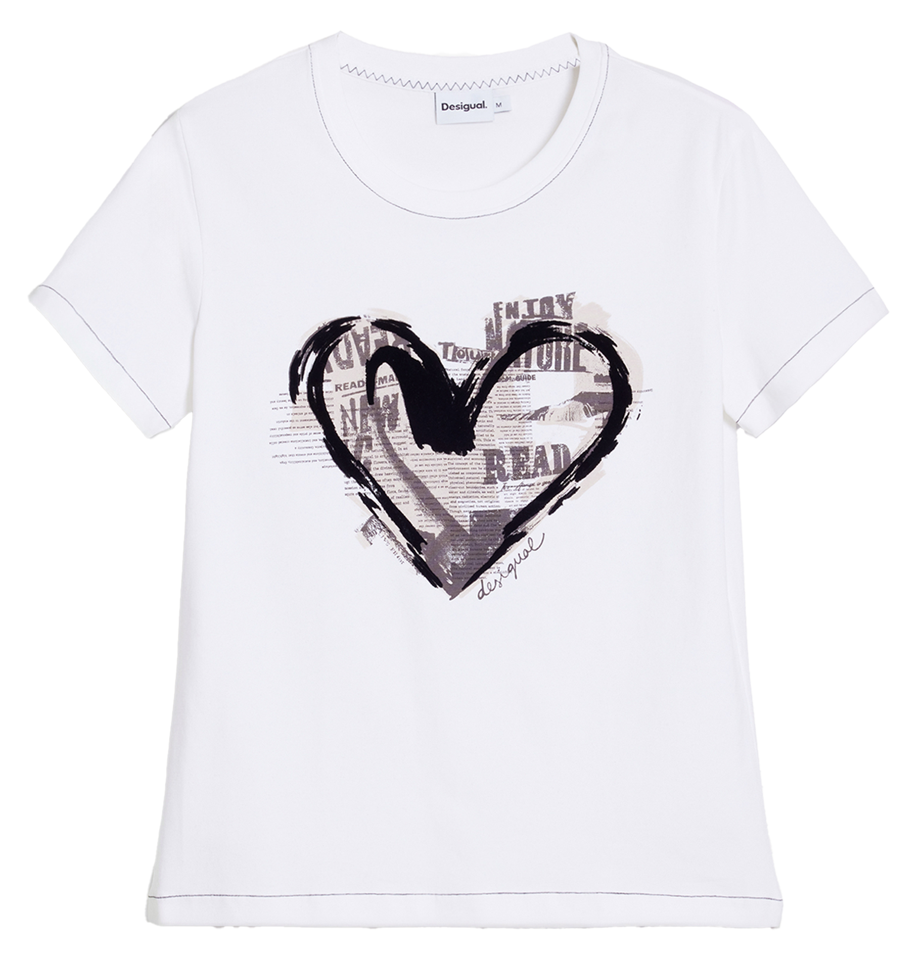 Tee-shirt droit en coton mélangé imprimé DESIGUAL Blanc