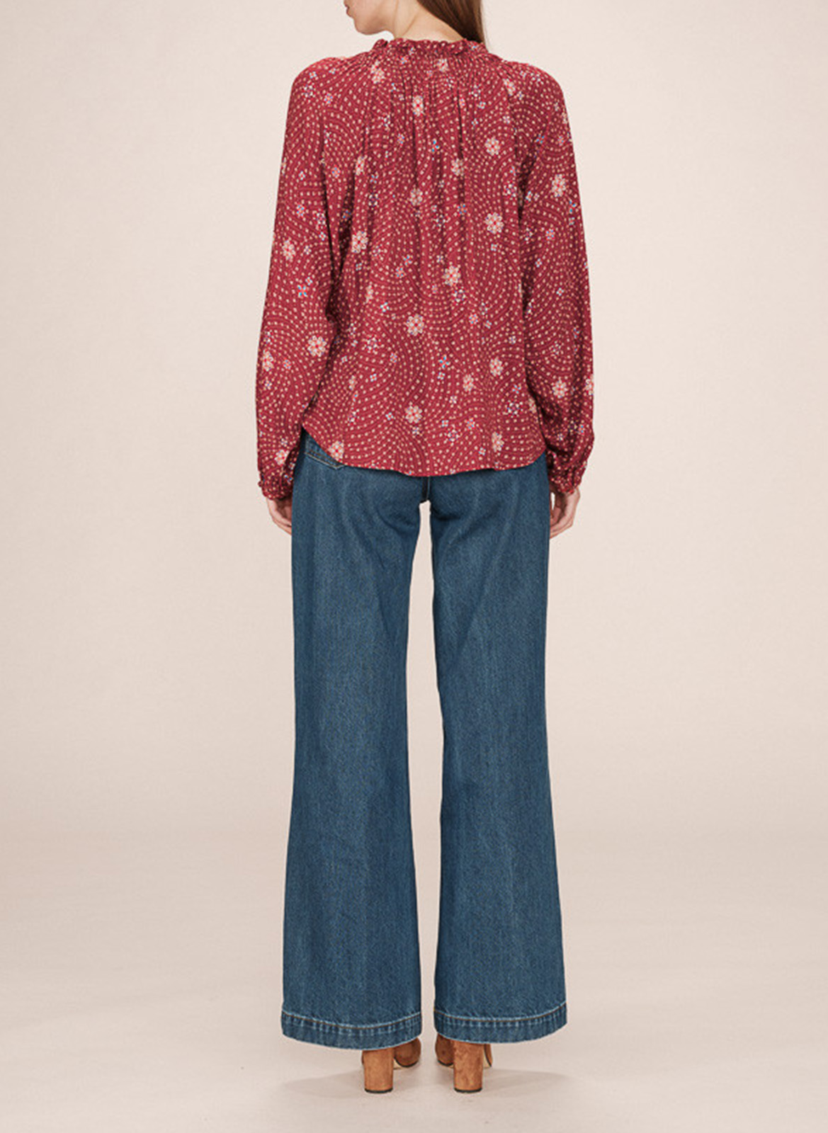 straight round neck printed blouse GRACE ET MILA Brown