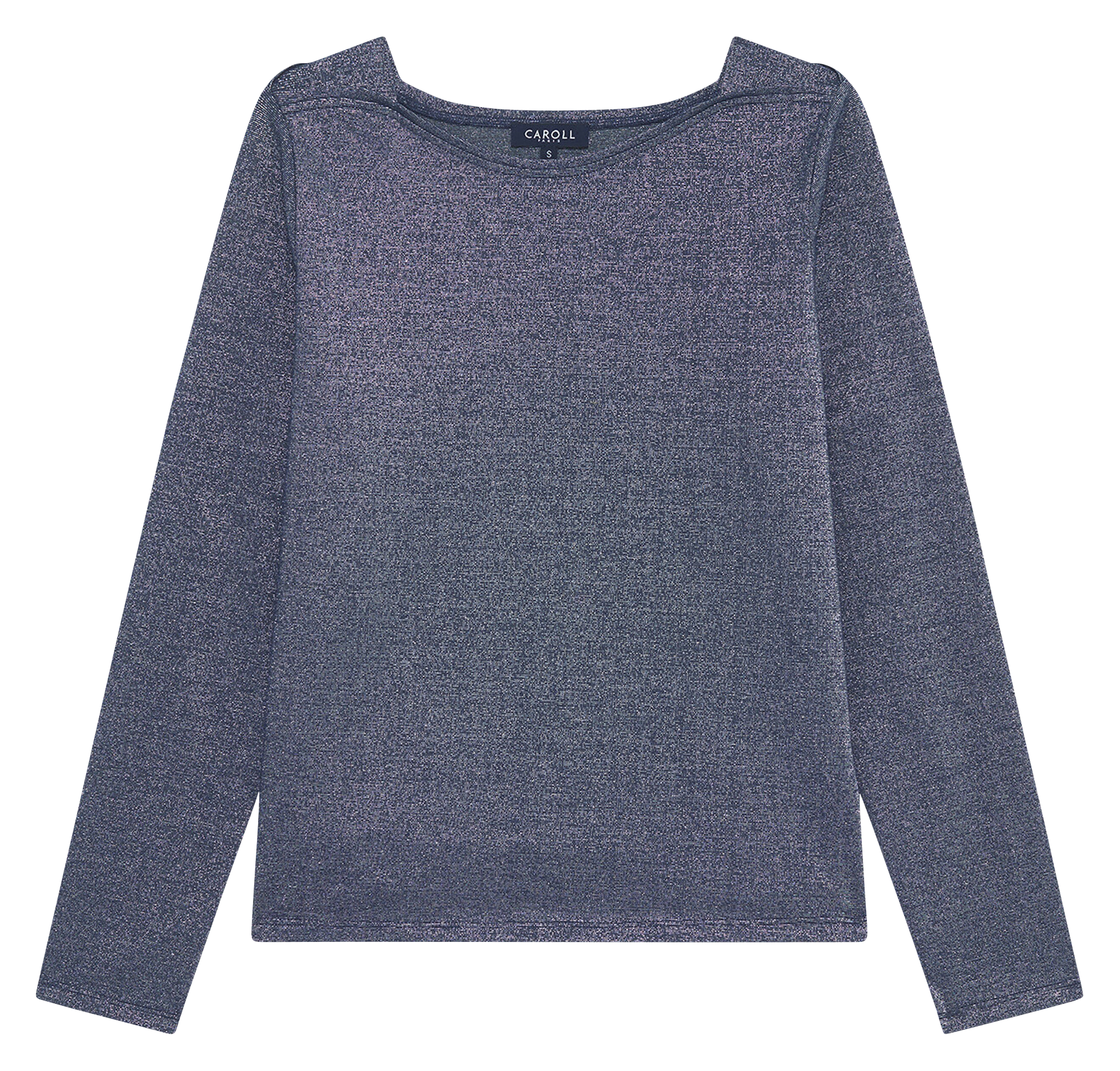 Boat-neck cotton-blend T-shirt CAROLL Blue