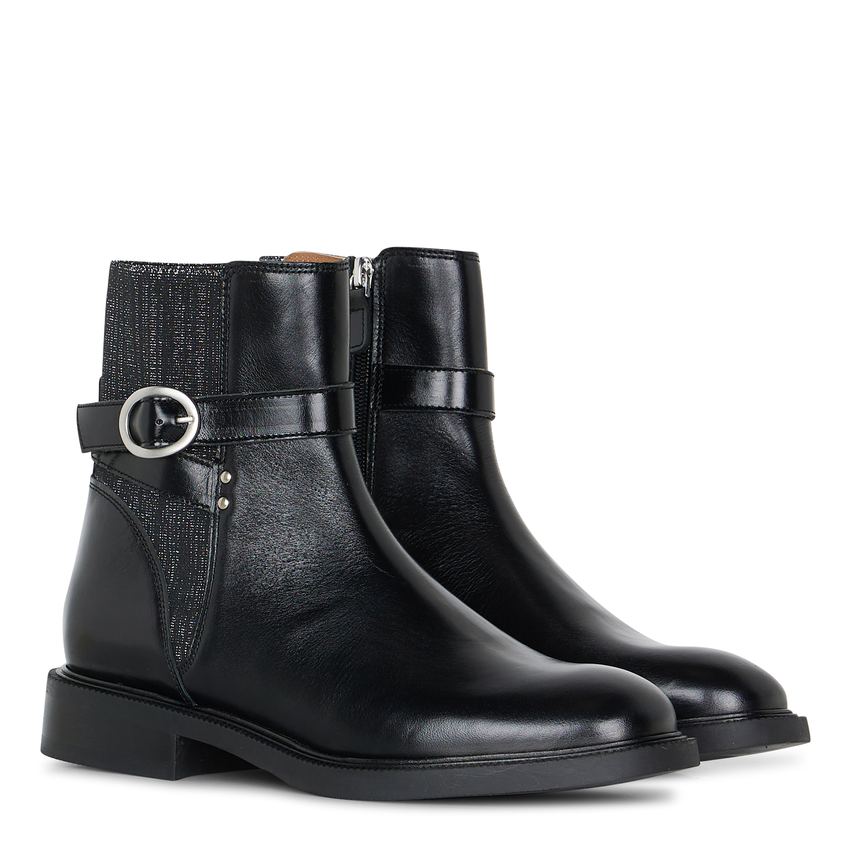 Effen leren enkellaarzen met textuur MAISON TOUFET Zwart