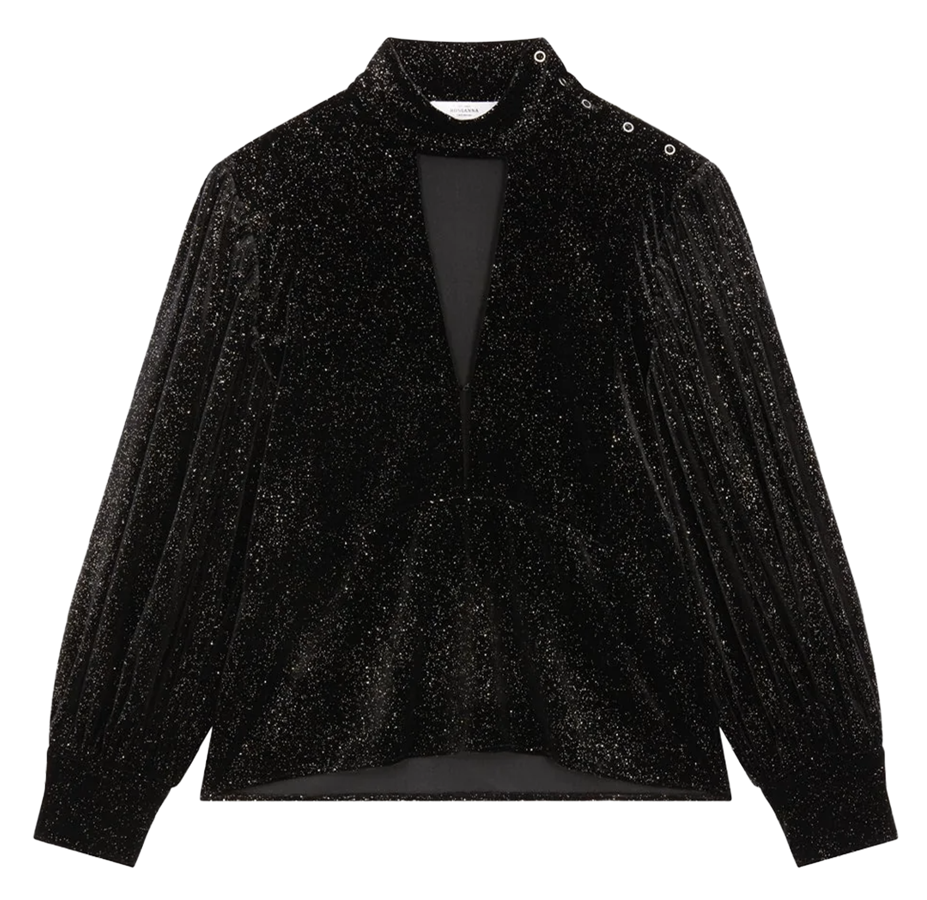 Top col rond pailleté ROSEANNA Noir