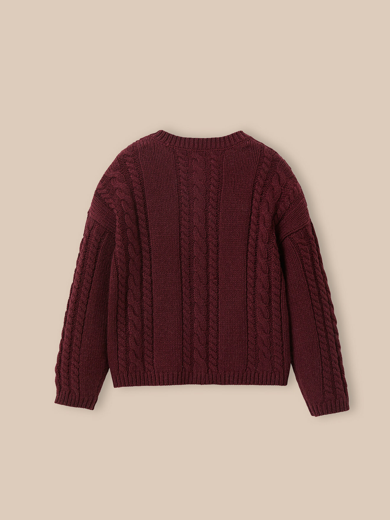 Cable knit wool cardigan CYRILLUS Red