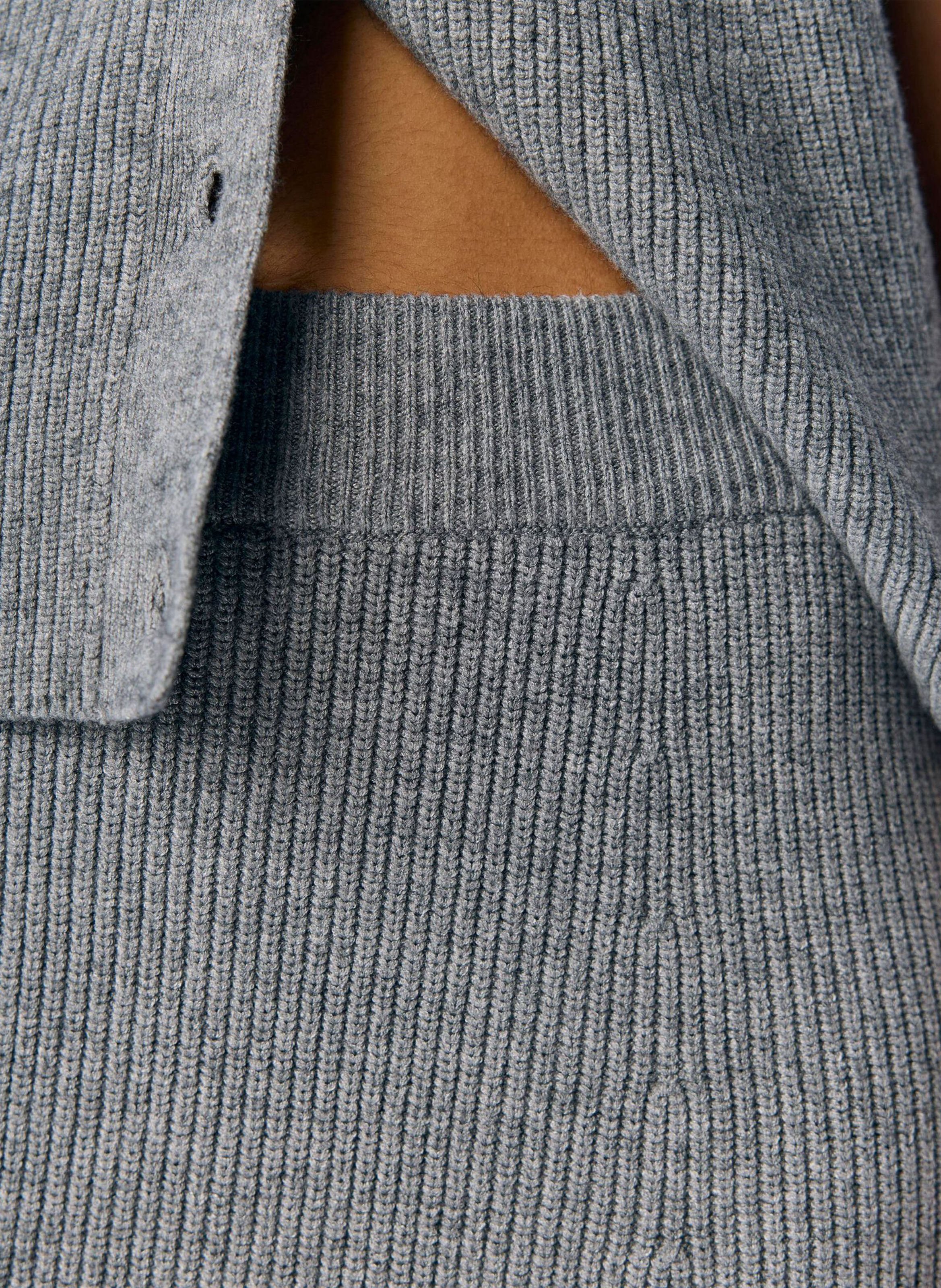 Korte rok van tricot met hoge taille OBJECT Grijs