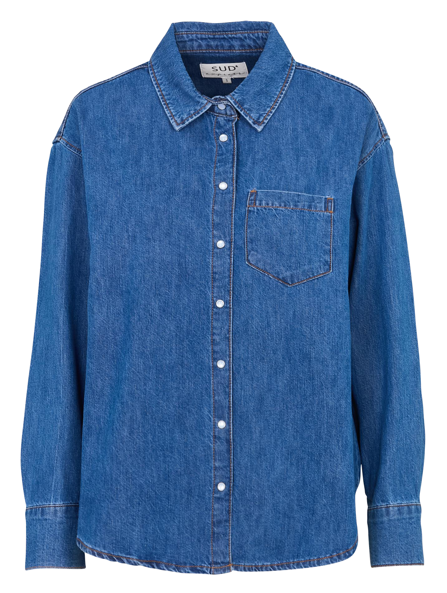 Oversized denim overhemd van katoen SUD EXPRESS Blauw