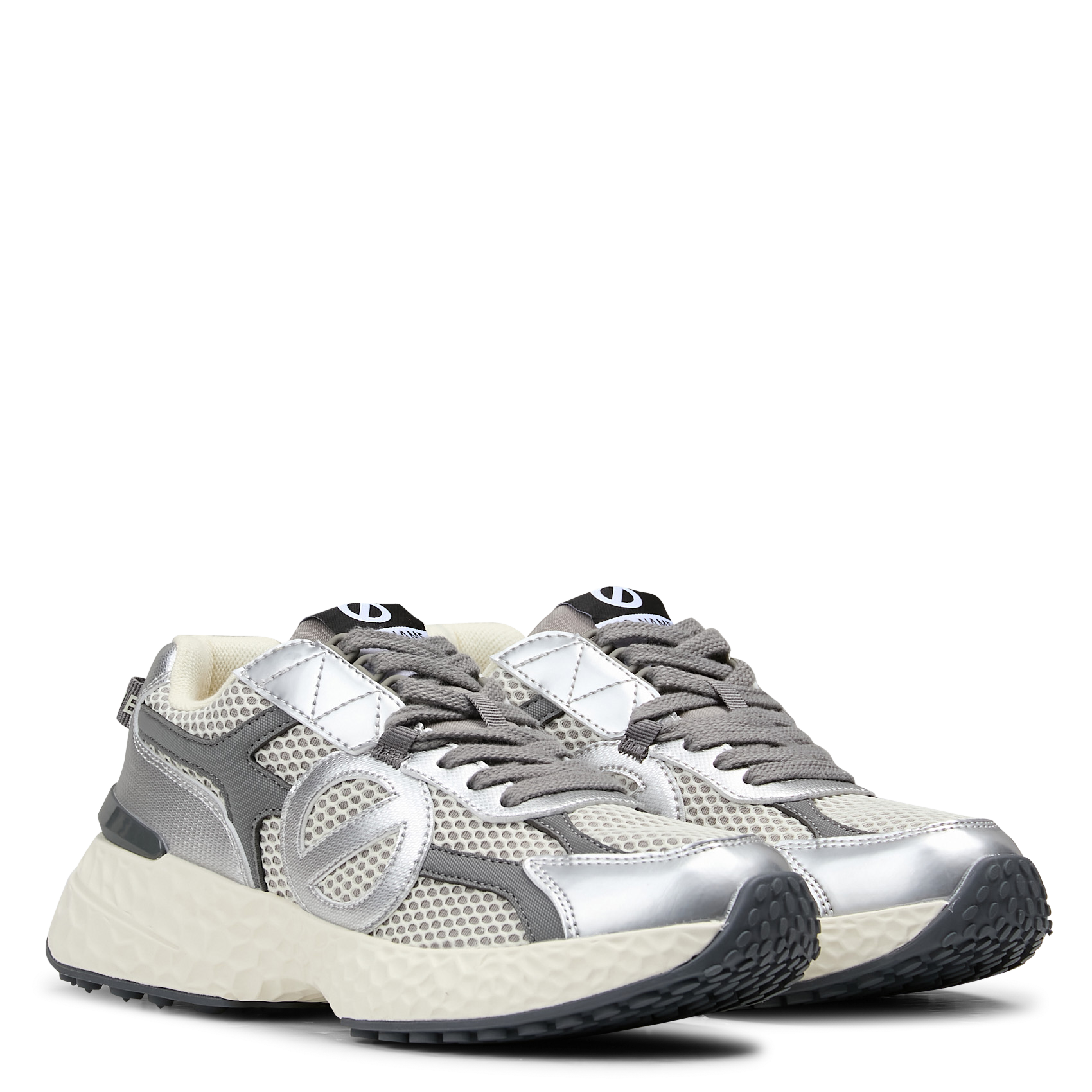 Baskets basses à lacets métallisées NO NAME Argent