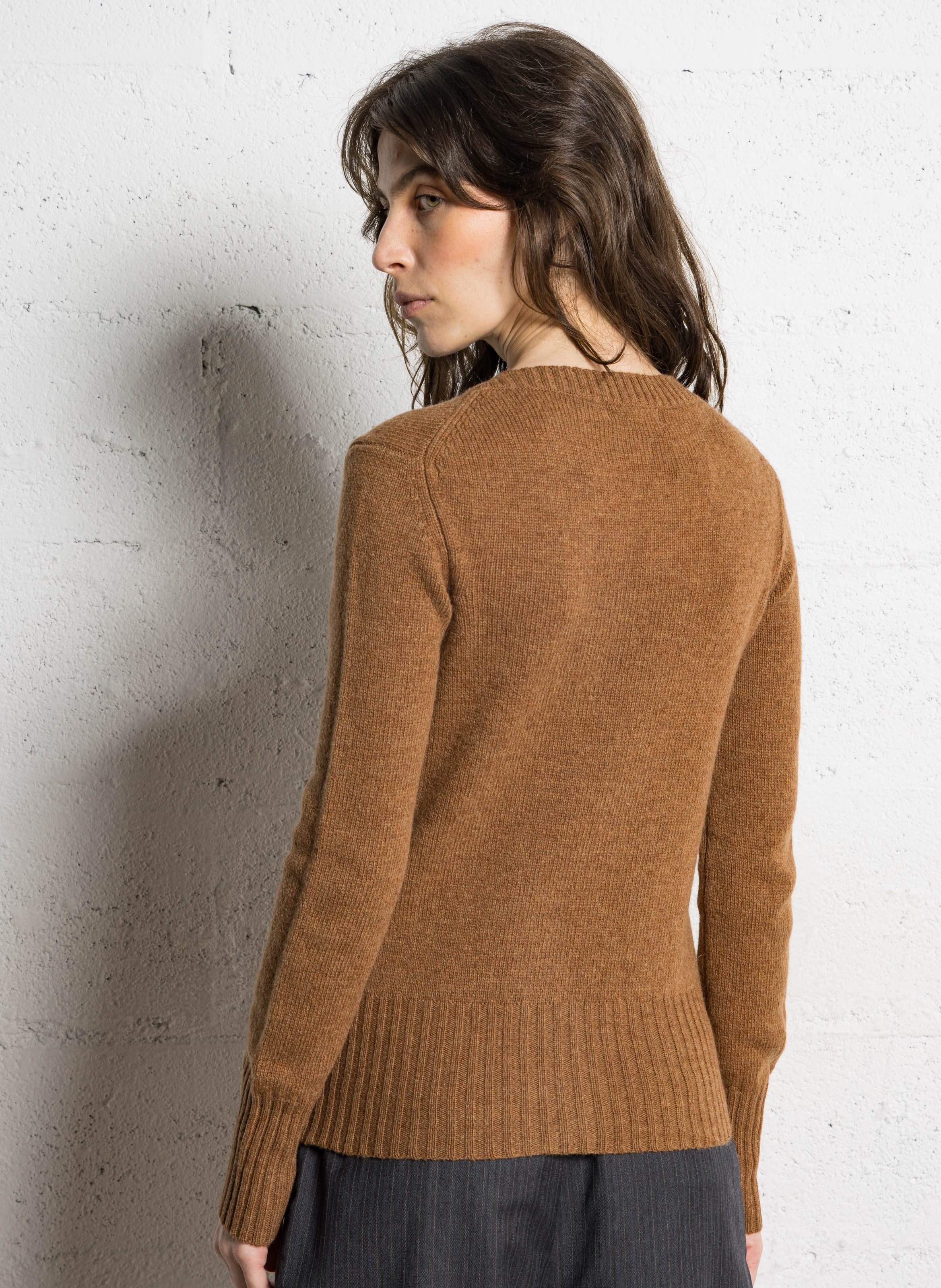 Pull droit col rond en laine SOEUR Beige