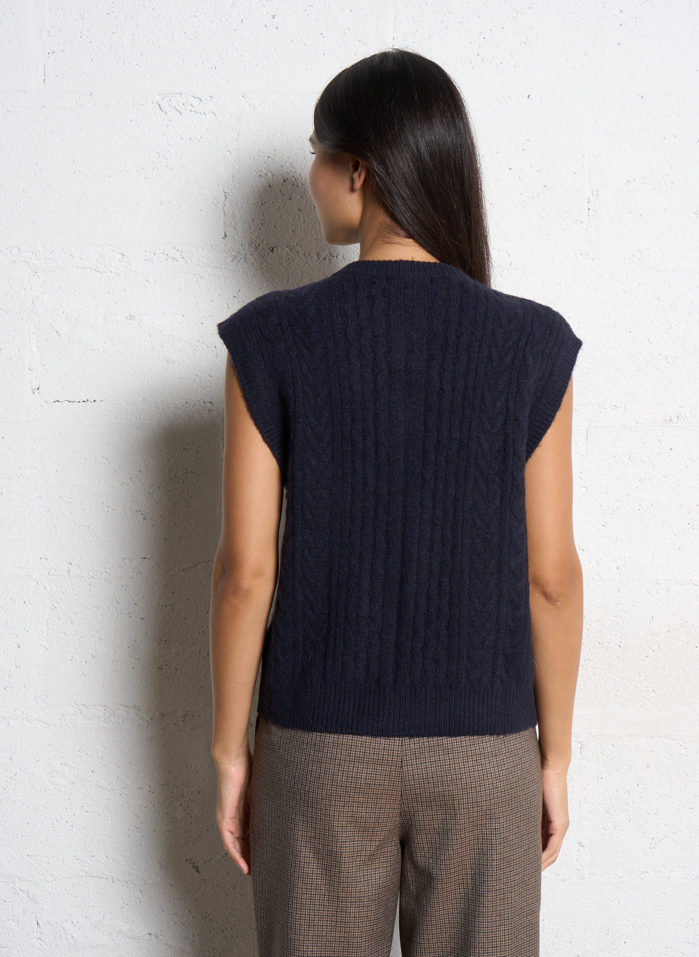 Oversized round neck vest Blue
