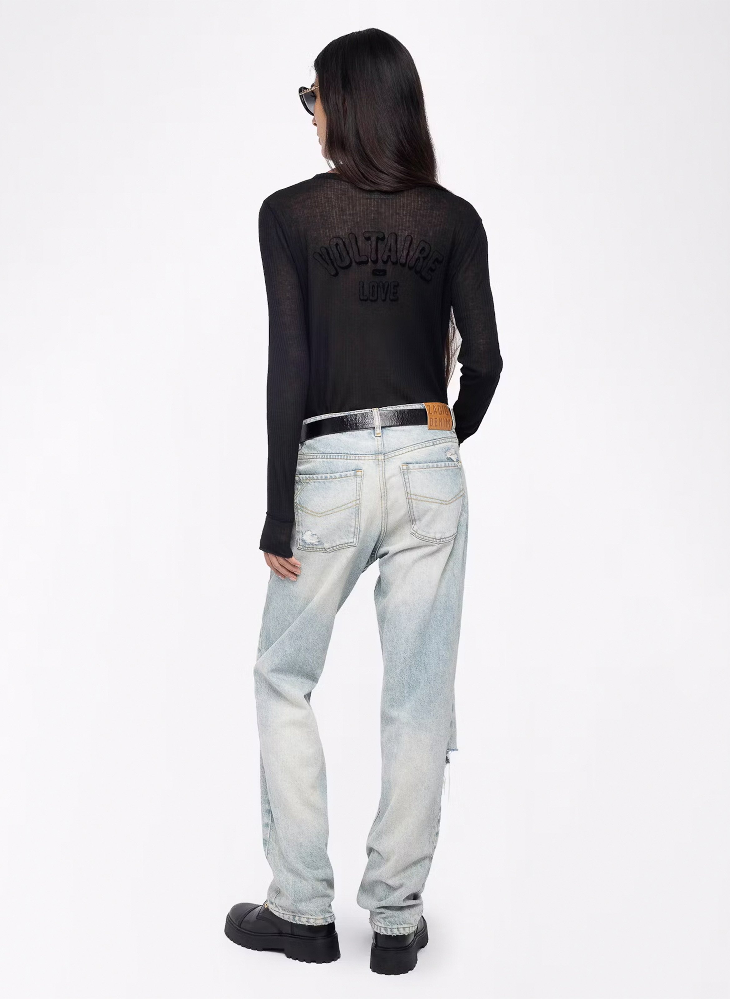 Straight-cut cotton top with henley collar ZADIG&VOLTAIRE Black
