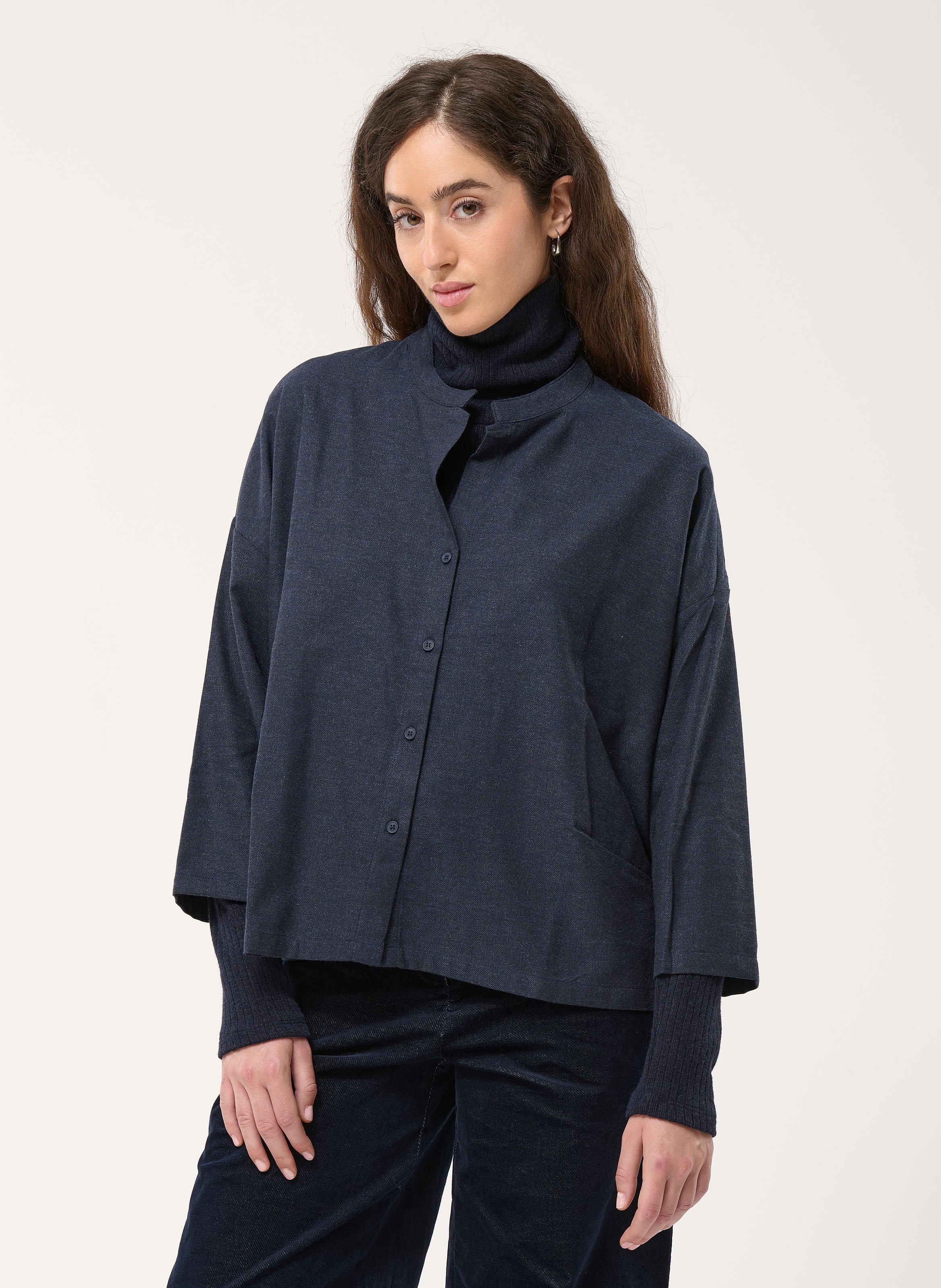 Chemise oversize en coton recyclé mélangé HUMILITY Bleu