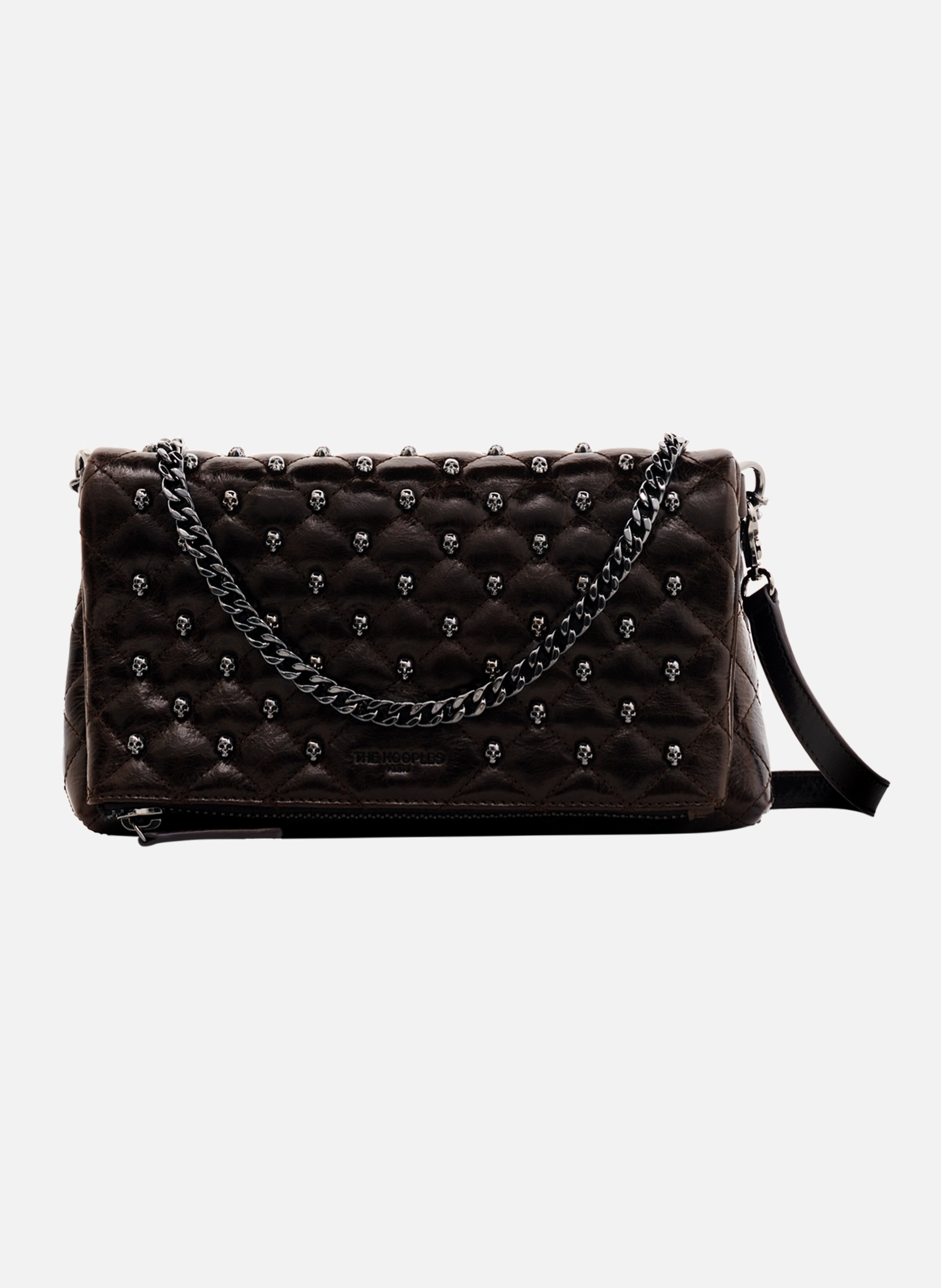 Heritage small cracked leather clutch THE KOOPLES Brown