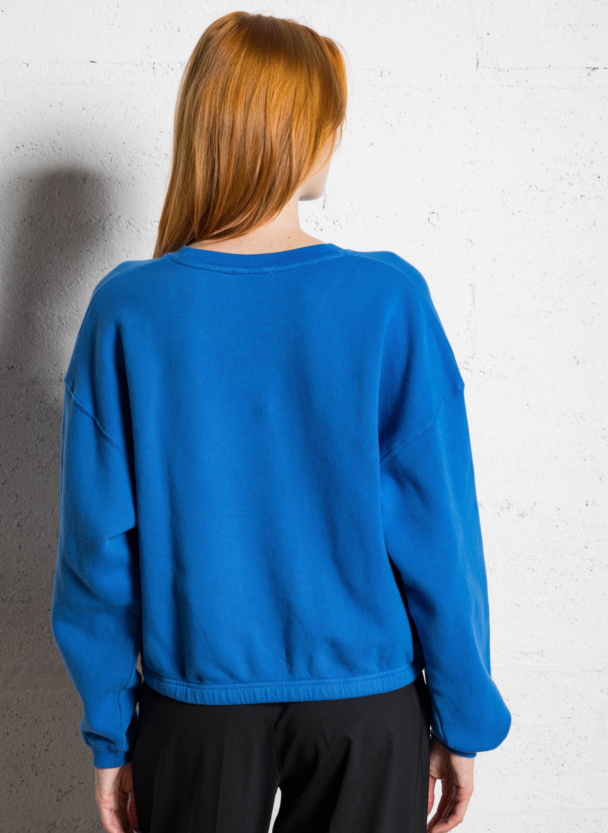 Short round-neck cotton-blend sweatshirt AMERICAN VINTAGE Blue