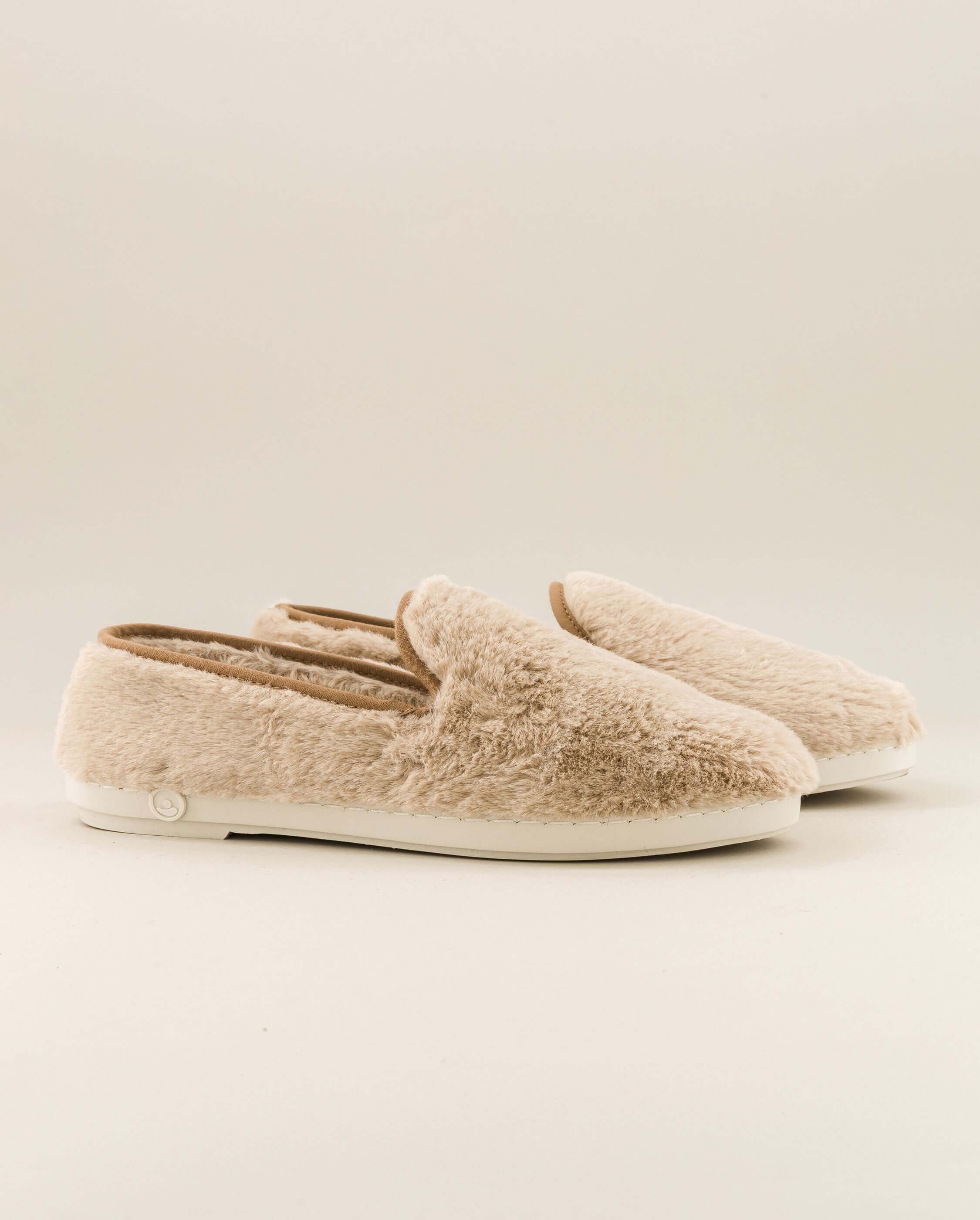 Women's vegan fur slipper, beige ANGARDE