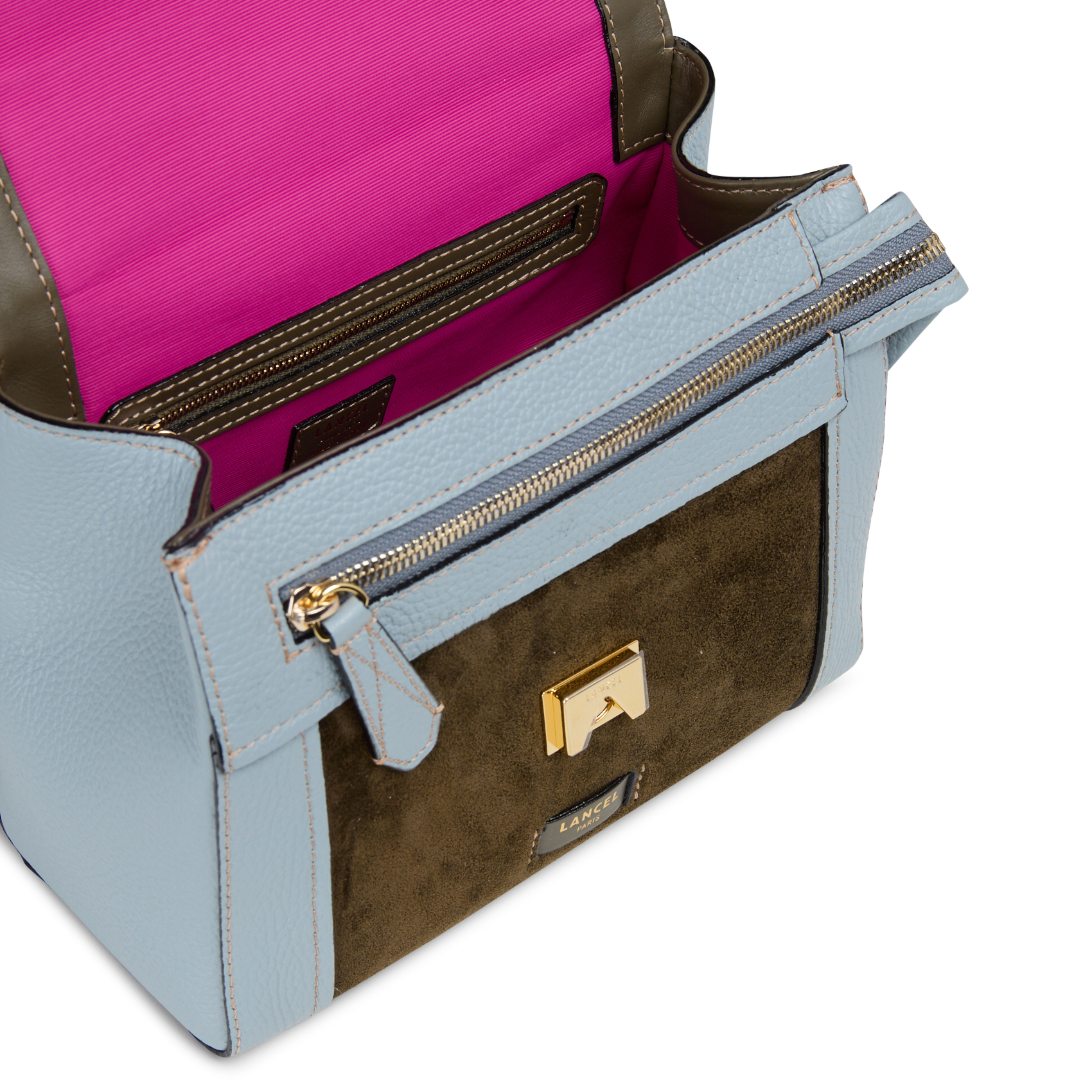 Leather handbag LANCEL Khaki