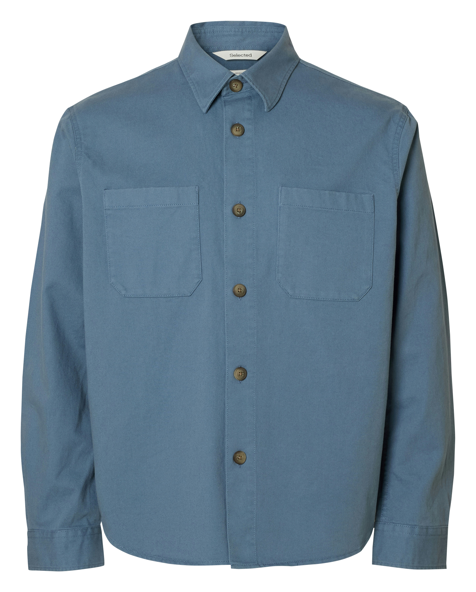 Solid straight button-up shirt SELECTED Blue