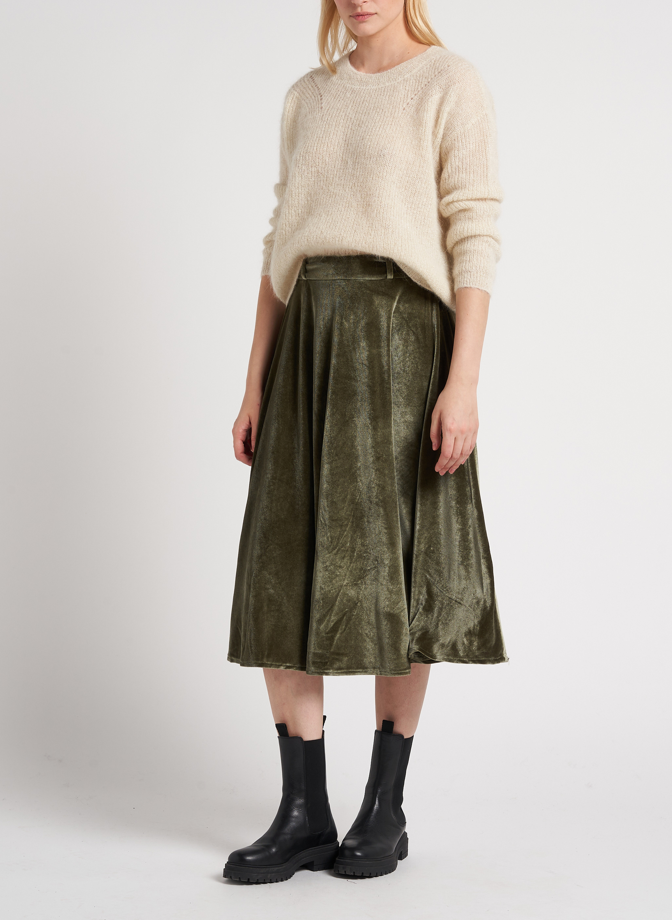 Weiter Metallic-Strickpullover mit Rundhalsausschnitt SUD EXPRESS Beige