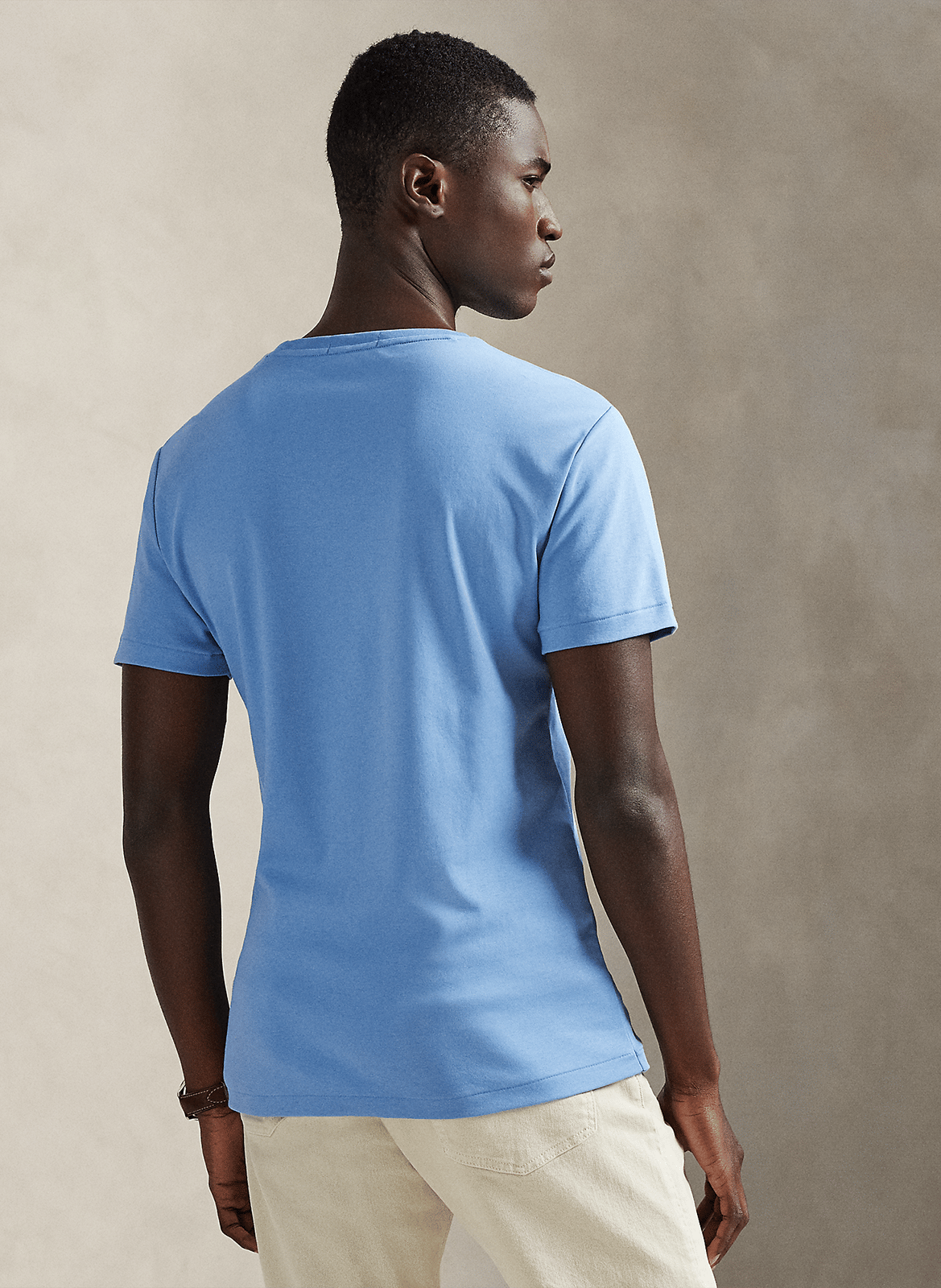 Round-neck slim-fit pima cotton T-shirt with Pony Player POLO RALPH LAUREN Blue