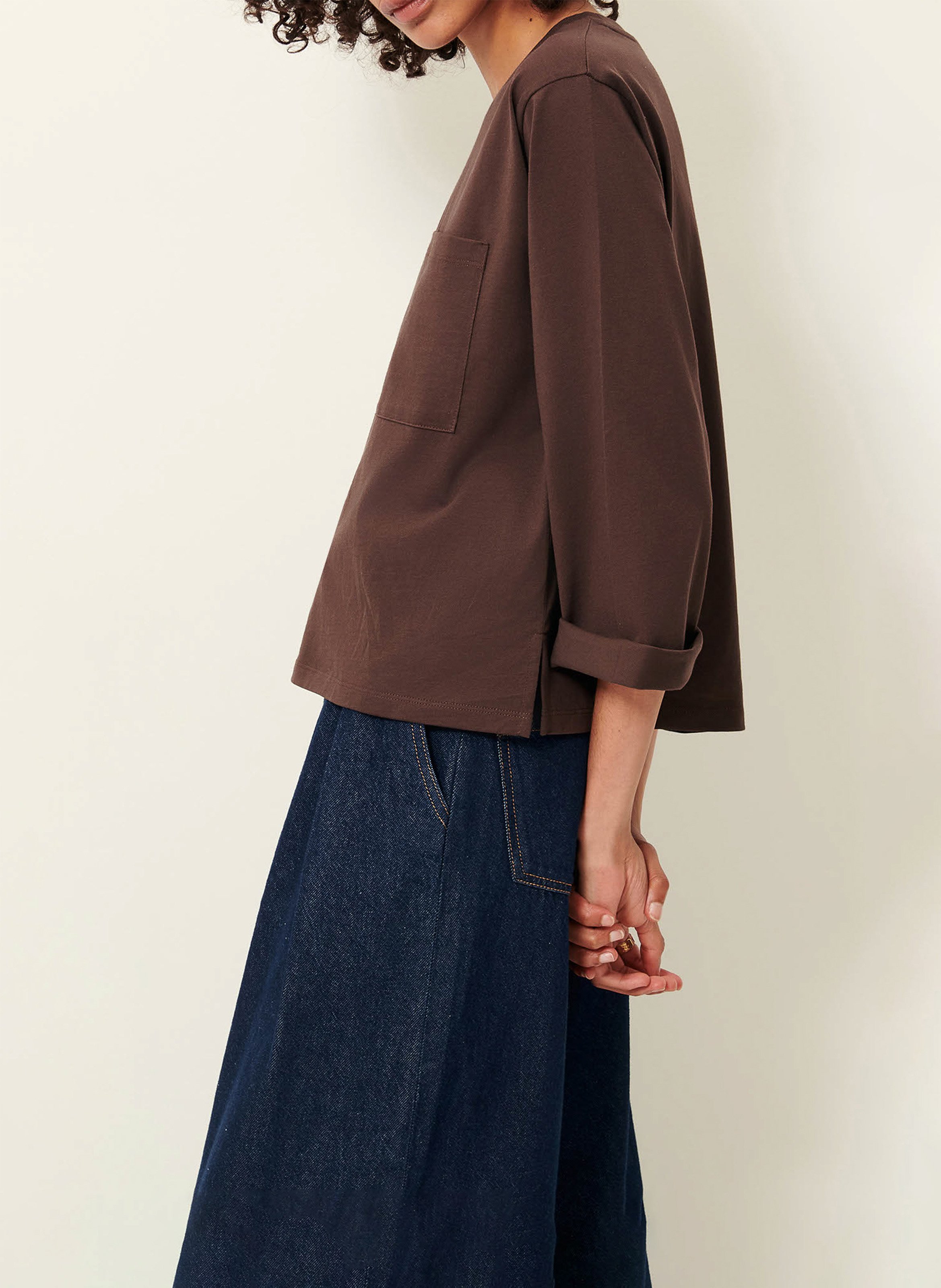 Oversized cotton T-shirt SESSUN Brown
