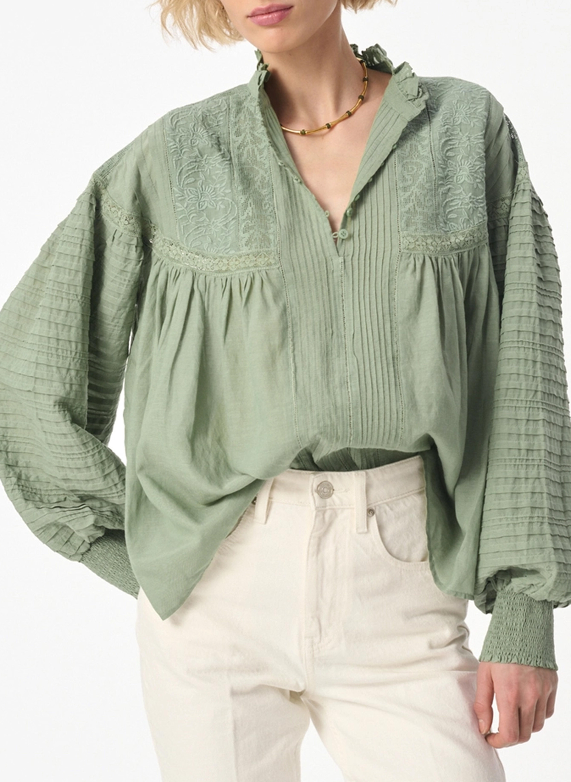 Straight Victorian collar blouse in blended cotton VANESSA BRUNO
