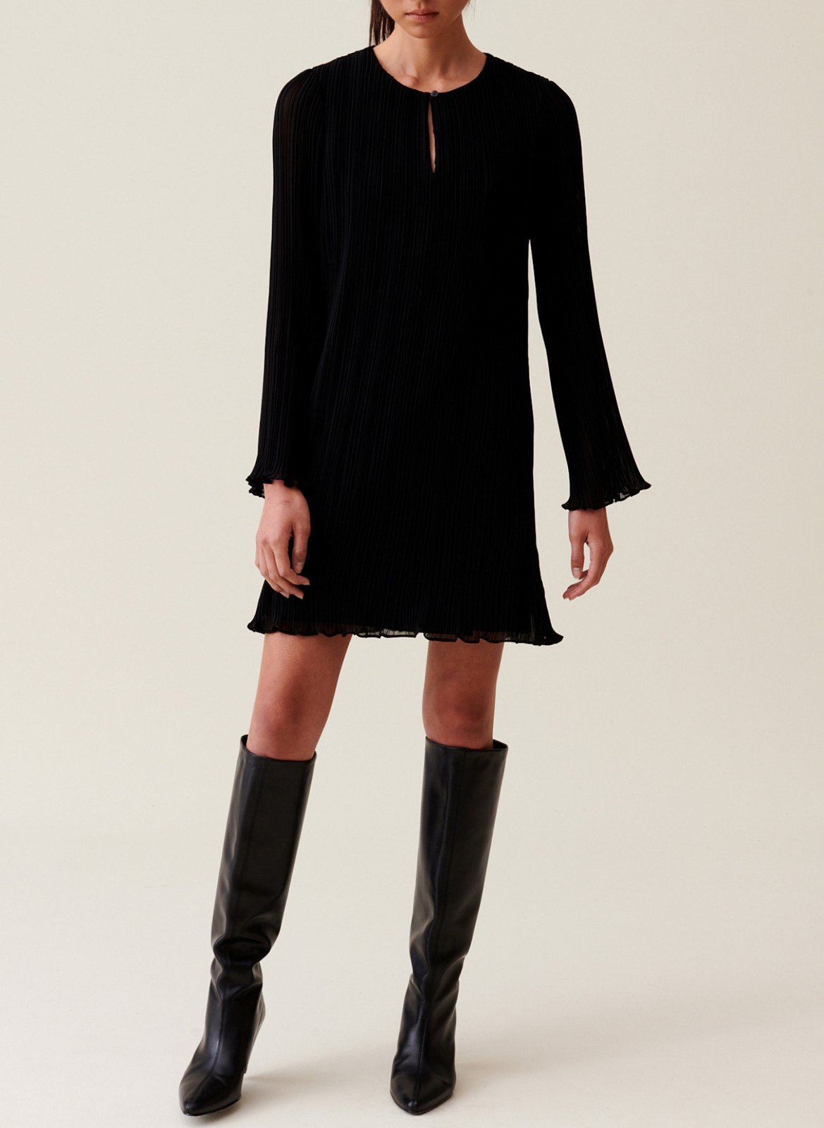 Robe courte col rond plissée CLAUDIE PIERLOT Noir