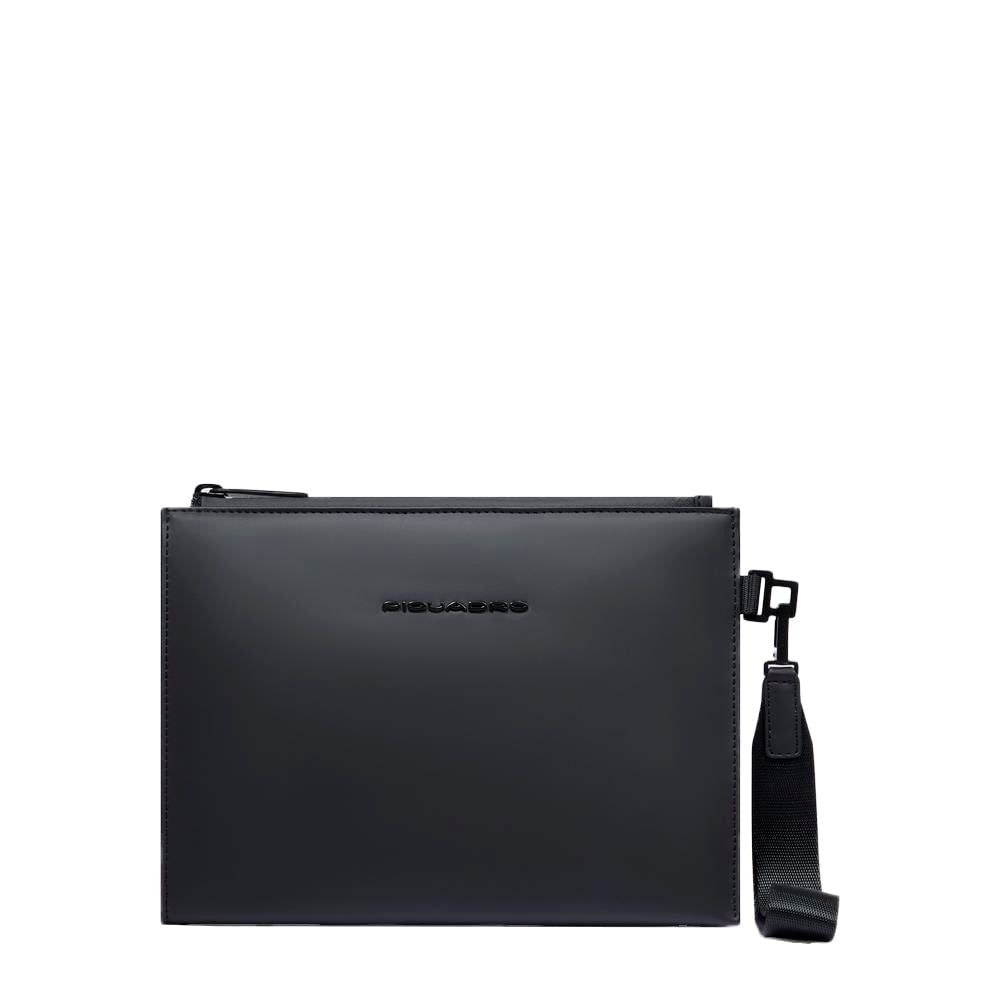 Water-repellent canvas clutch with removable handle PIQUADRO