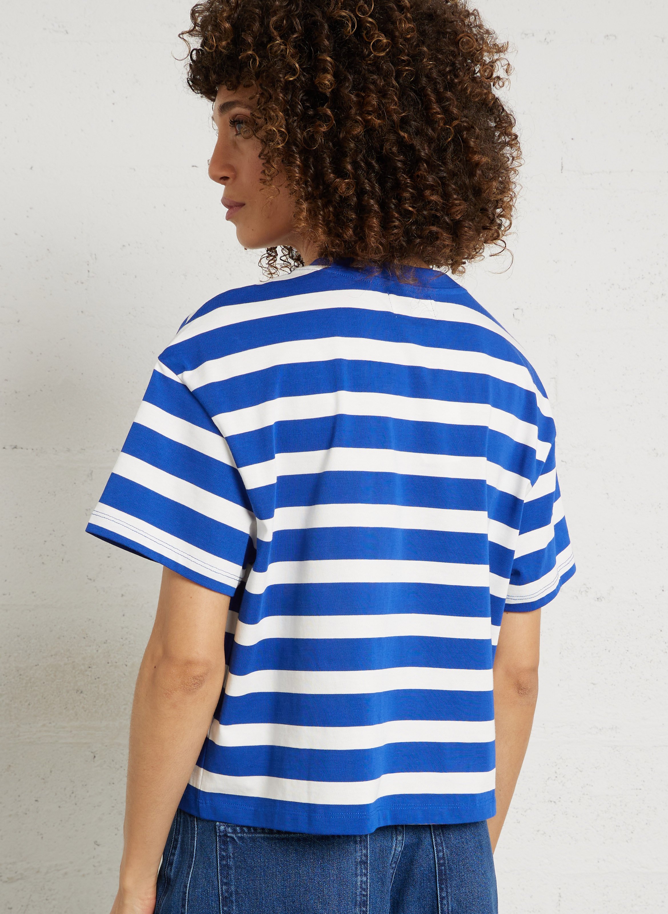 Tee-shirt oversize col rond en coton DES PETITS HAUTS Bleu