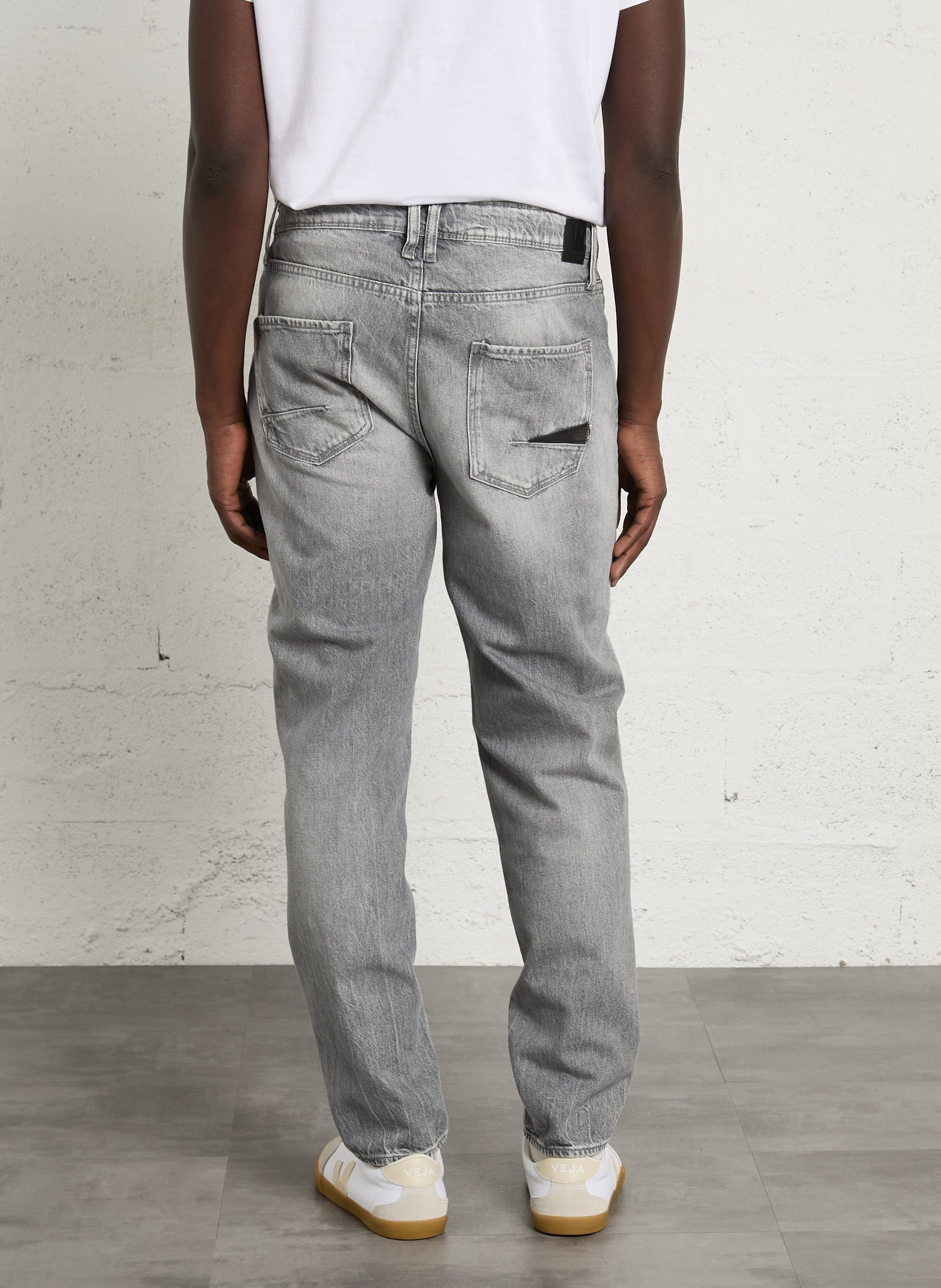 Jean droit en coton LE TEMPS DES CERISES Gris