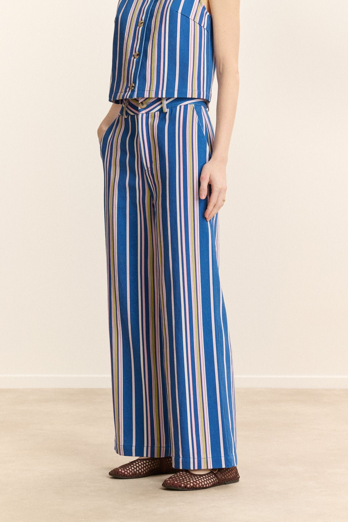 Striped denim pants GARANCE PARIS Blue